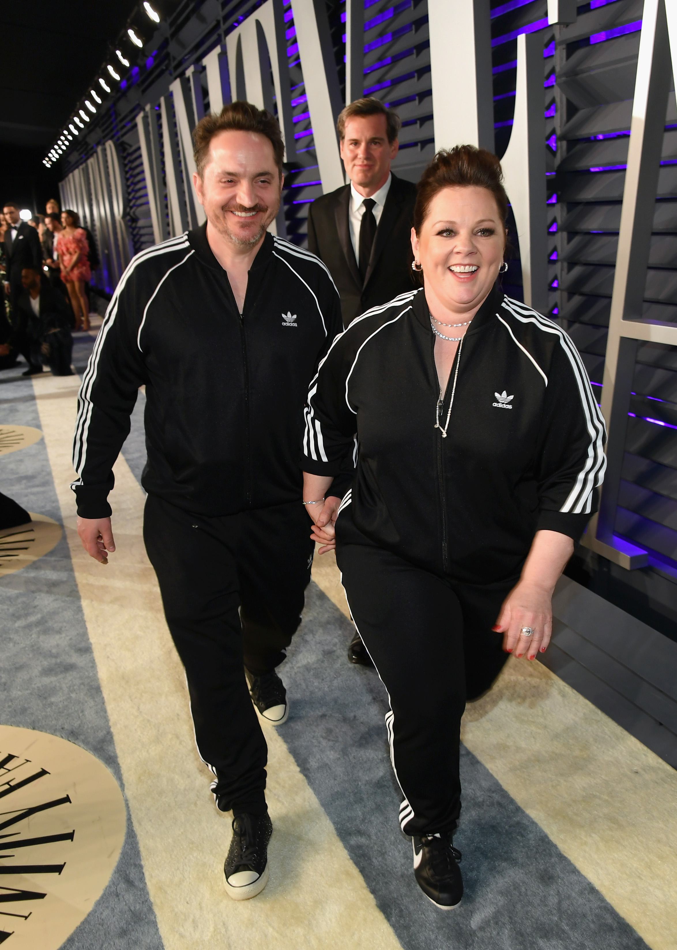 Melissa McCarthy and Ben Falcone attends the 2019 Vanity Fair Oscar Party hosted by Radhika Jones at Wallis Annenberg Center for the Performing Arts on February 24, 2019 in Beverly Hills, California. 
