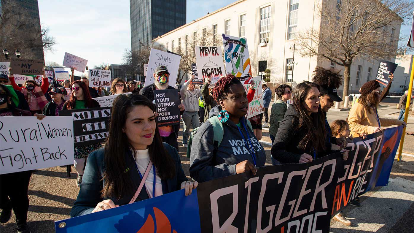 Protesters outside the courthouse in Amarillo, Texas.