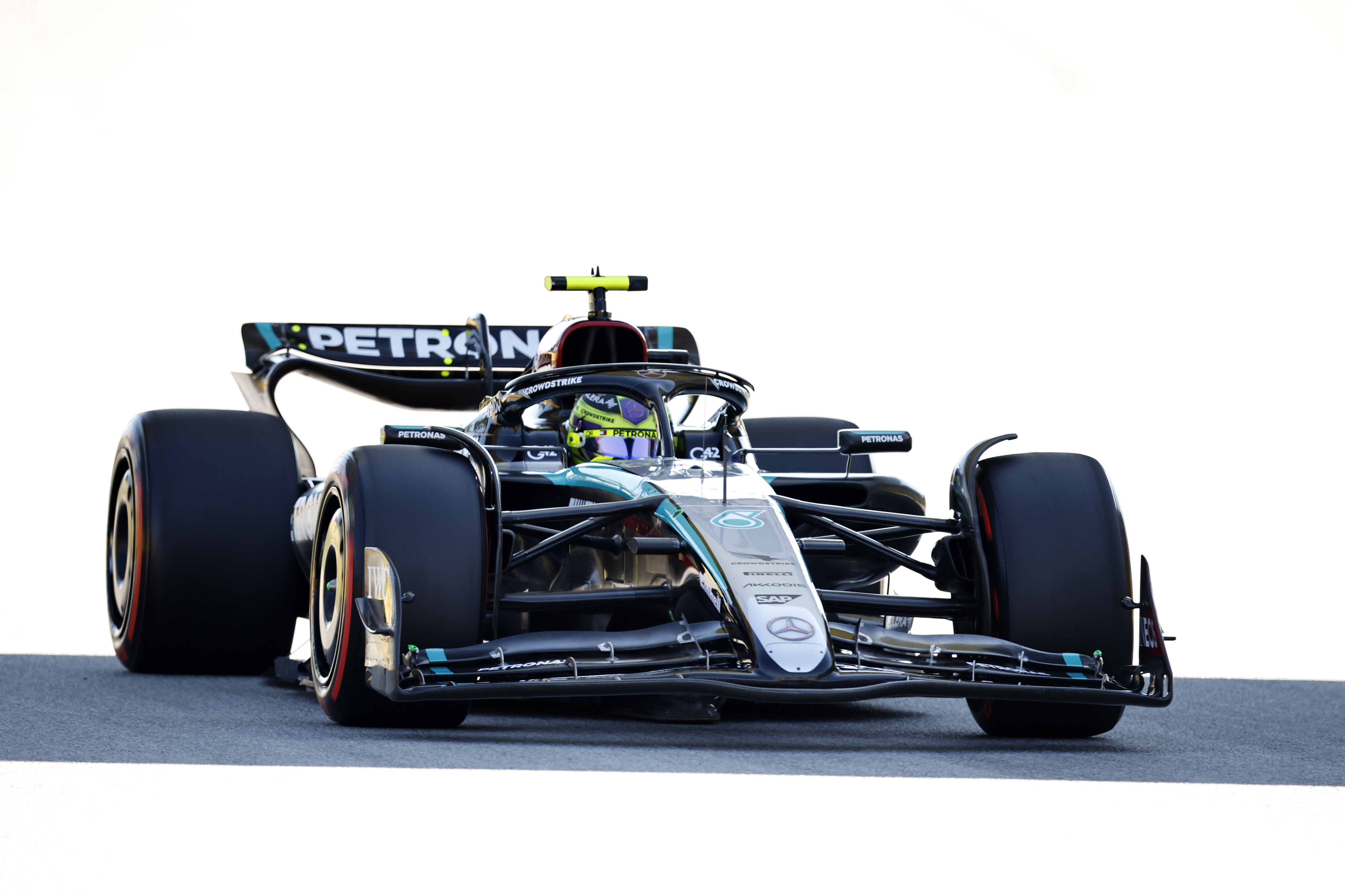 Lewis Hamilton of Great Britain driving the (44) Mercedes AMG Petronas F1 Team W15 on track during practice ahead of the F1 Grand Prix of Spain at Circuit de Barcelona-Catalunya on June 21, 2024 in Barcelona, Spain. (Photo by Chris Graythen/Getty Images)