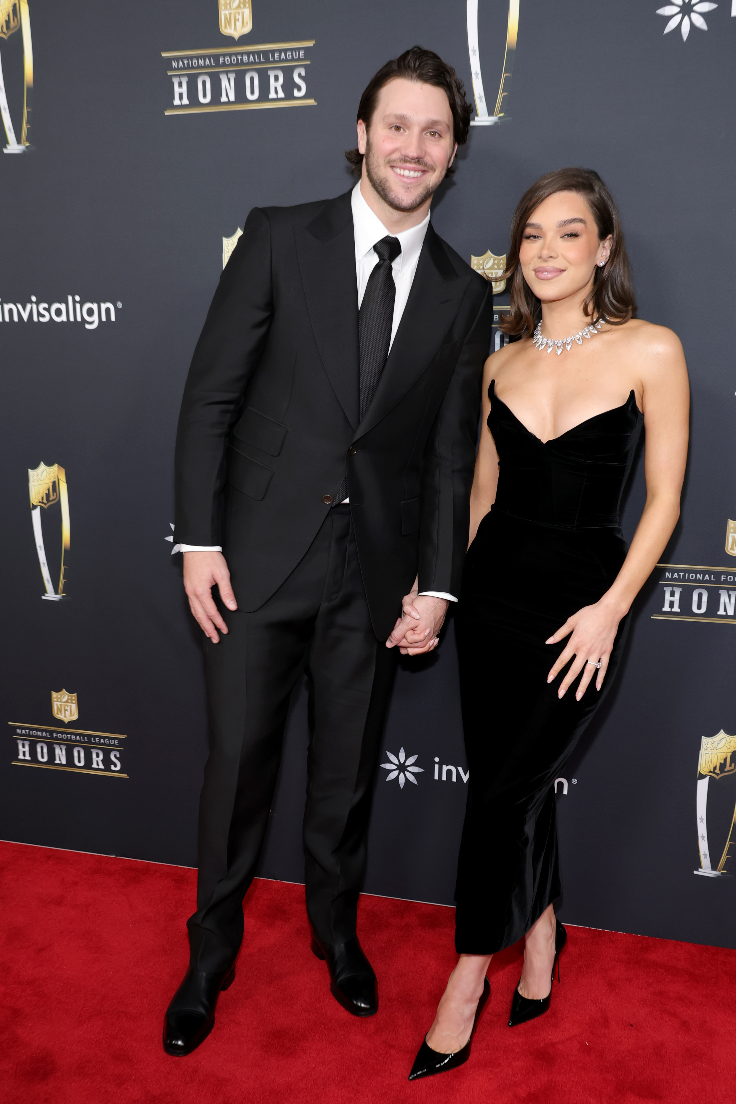 Josh Allen and Hailee Steinfeld attend the 14th Annual NFL Honors at Saenger Theatre on February 06, 2025 in New Orleans, Louisiana. 
