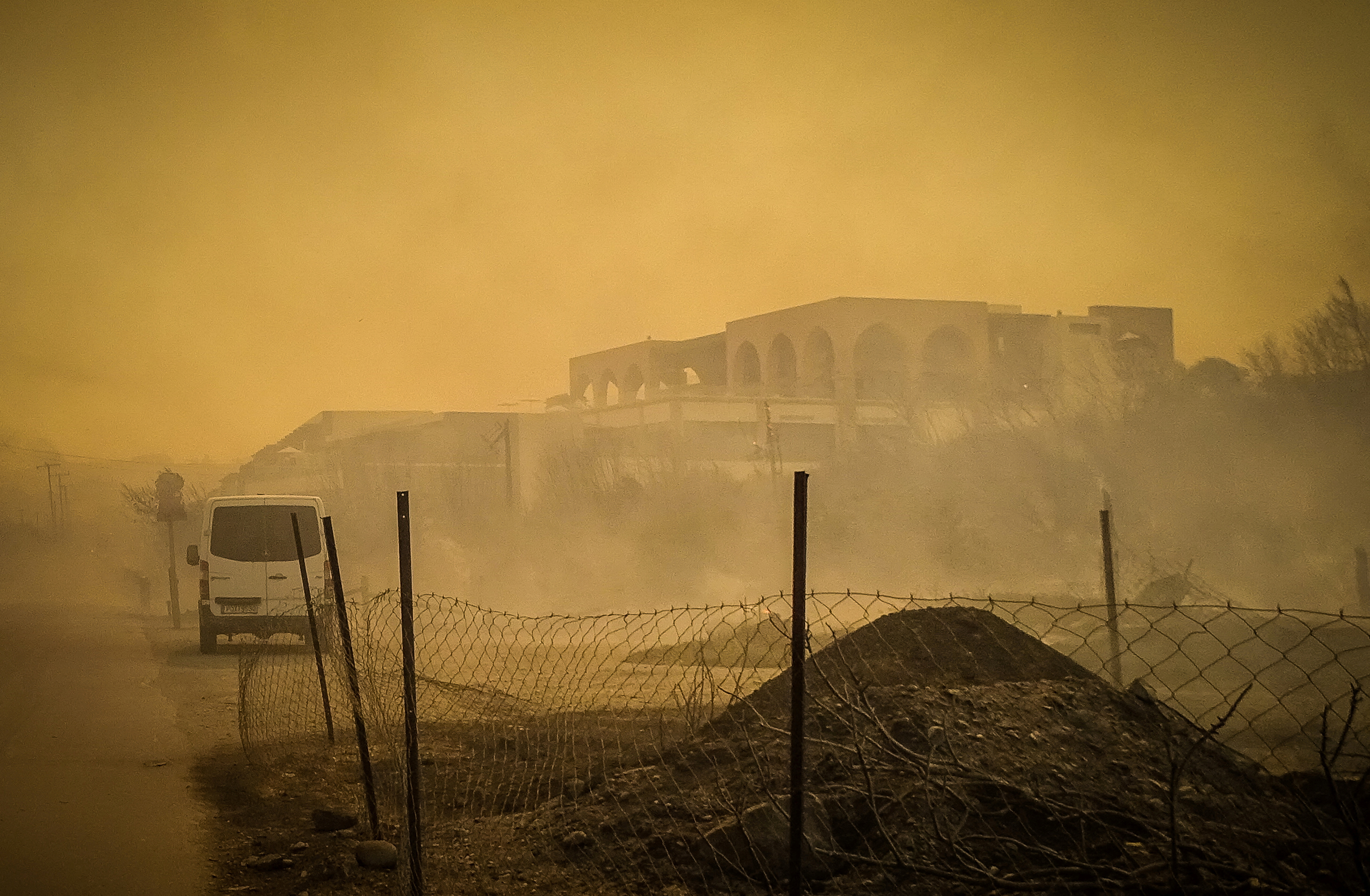 A burnt hotel is seen during a wildfire on the island of Rhodes, Greece, July 22, 2023. 