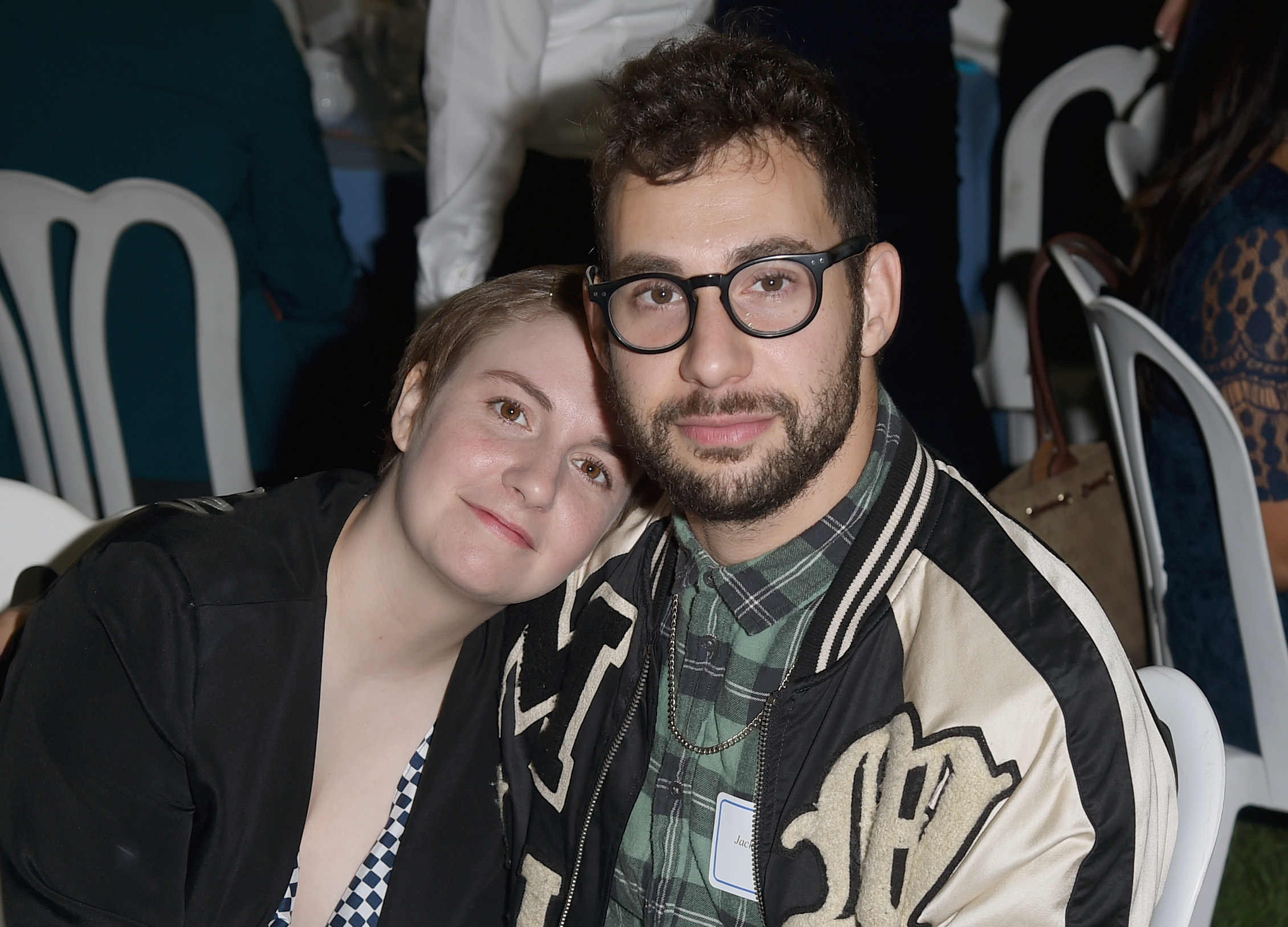 Actress/writer Lena Dunham and musician Jack Antonoff attend The Rape Foundation's annual brunch at Greenacres, The Private Estate of Ron Burkle on October 4, 2015 in Beverly Hills, California. 
