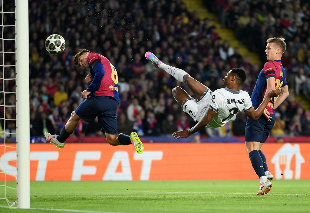 Barcelona are rocked by a Denzel Dumfries stunner in their Champions League semi-final.