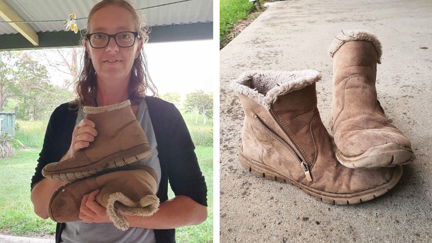 Kathryn McIntyre pictured with her 'BF' shoes.