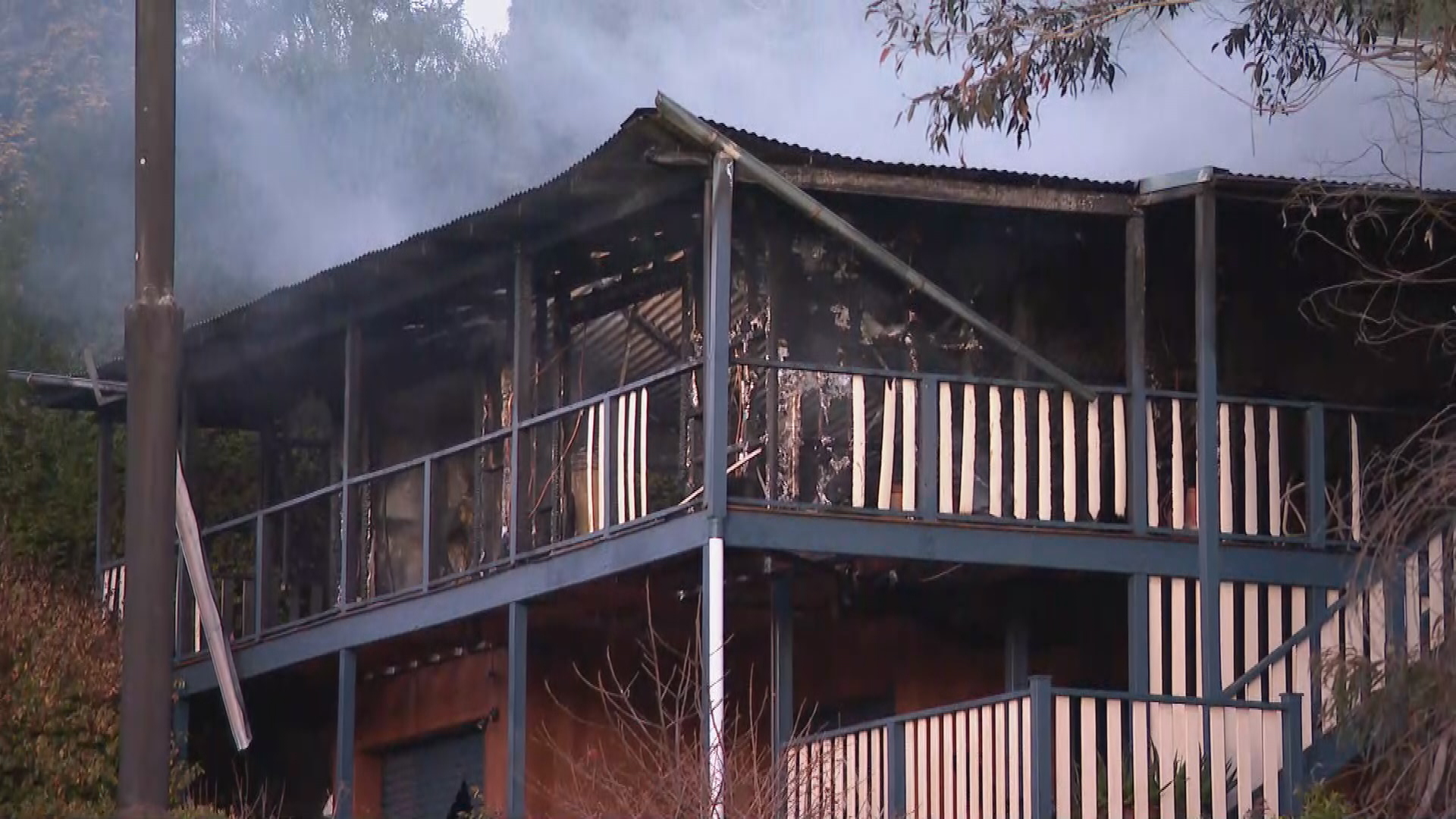 The Katoomba home was engulfed by flames when fire crews arrived.