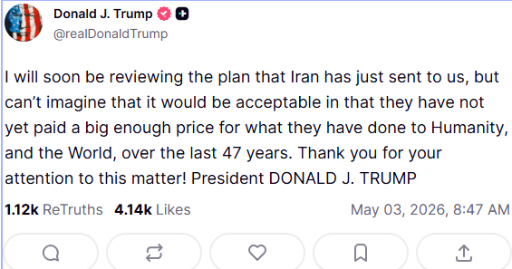 Donald Trump posted his thoughts on the proposal soon after speaking to media.