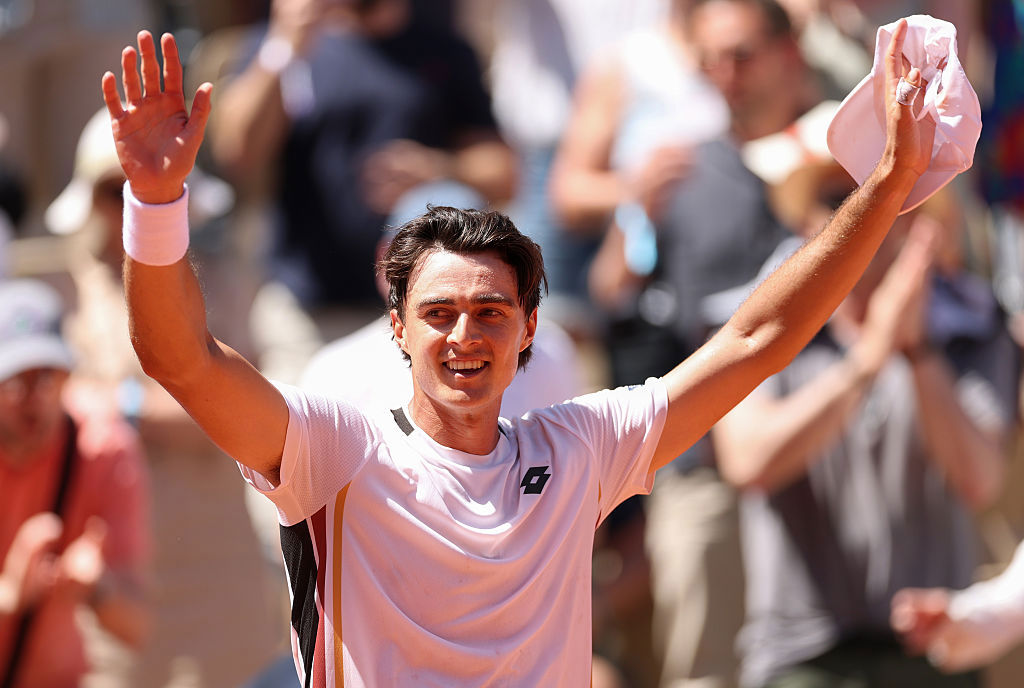 Adam Walton celebrates his win over Medvedev. 