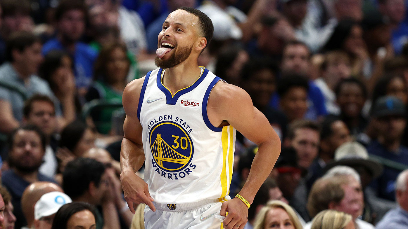 Stephen Curry #30 of the Golden State Warriors is seen celebrating during the win