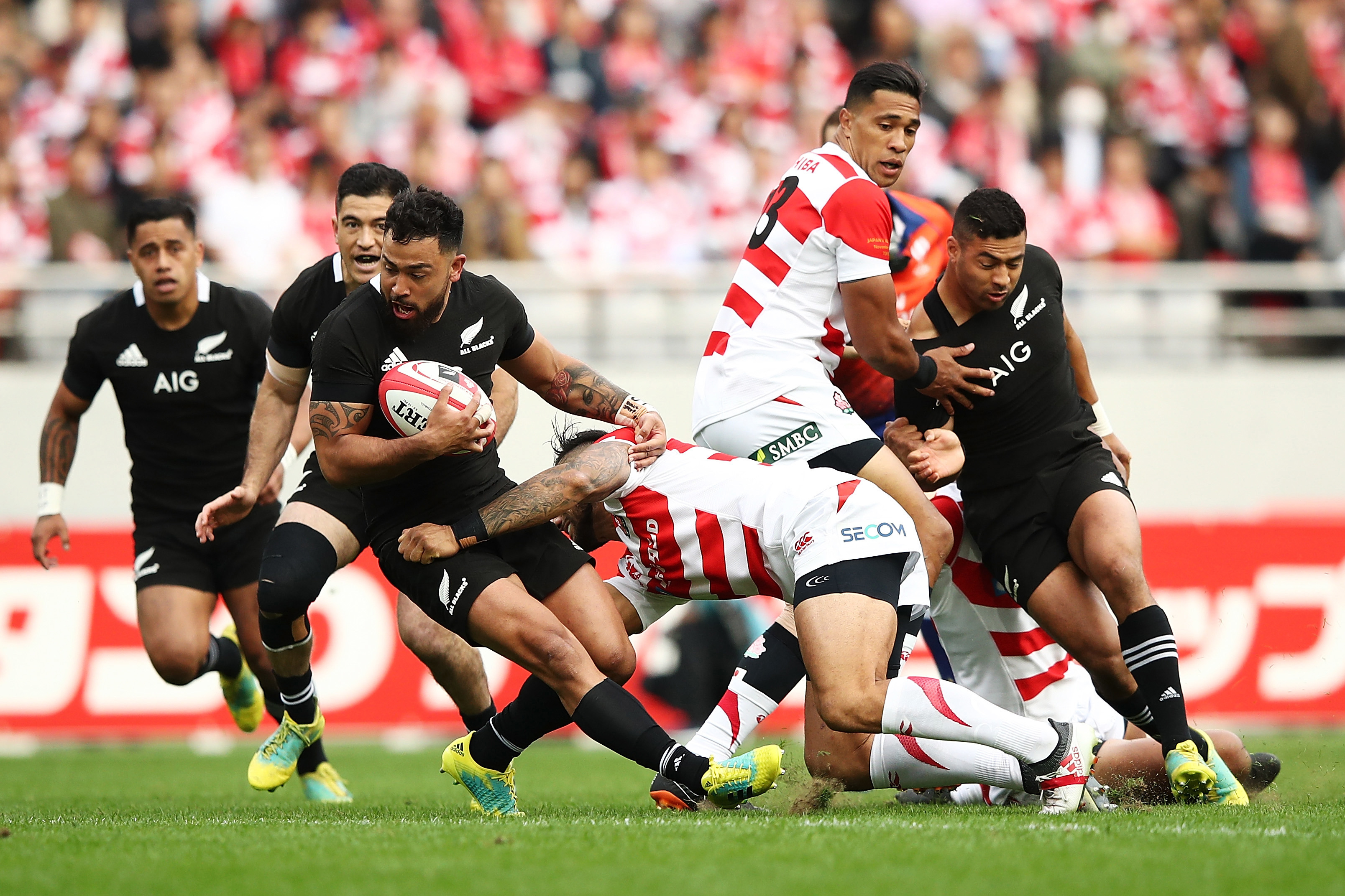 Matt Proctor during a 2018 Test between Japan and New Zealand at Tokyo Stadium.