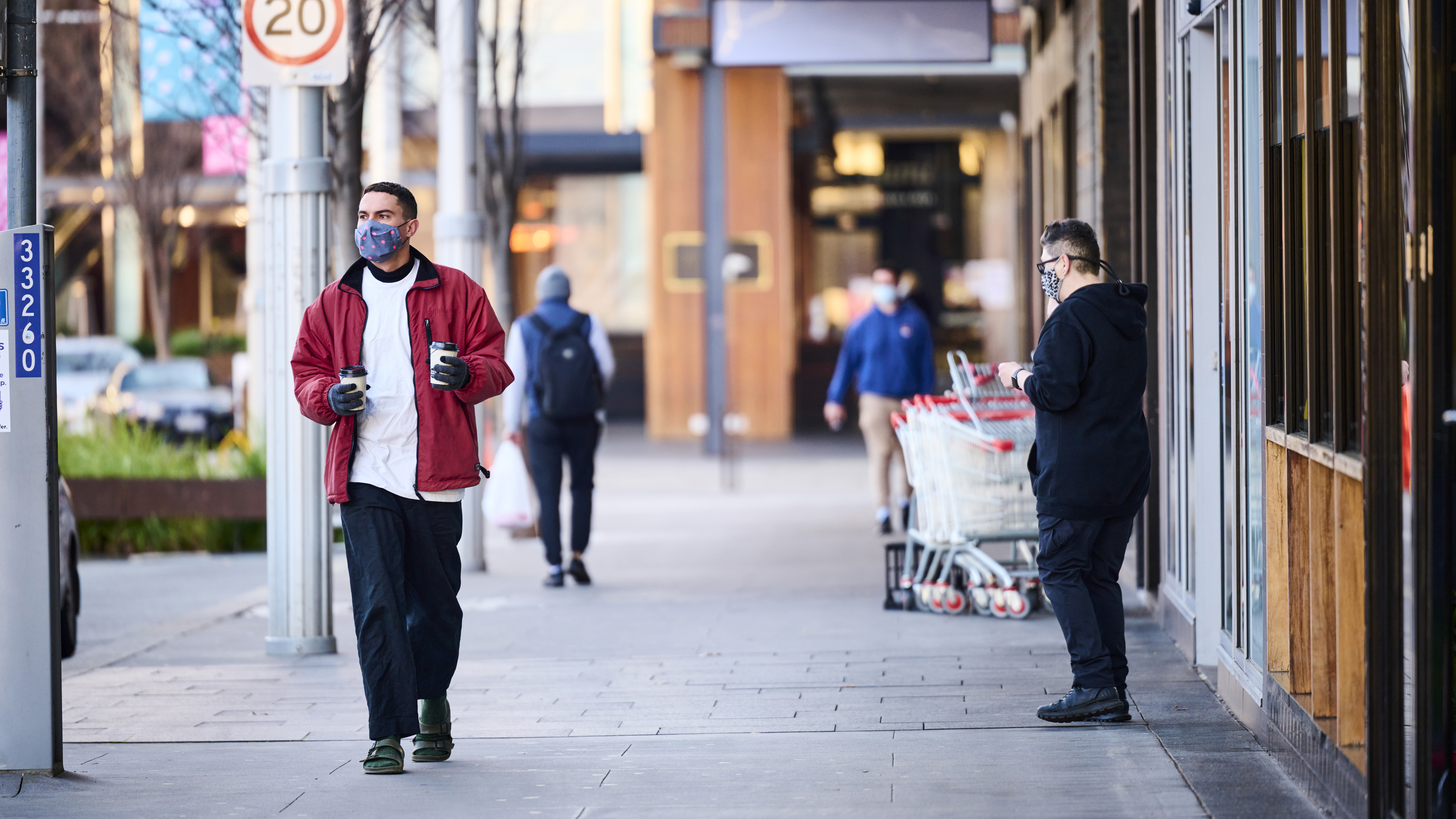 Pedestrians outside the Canberra Centre.