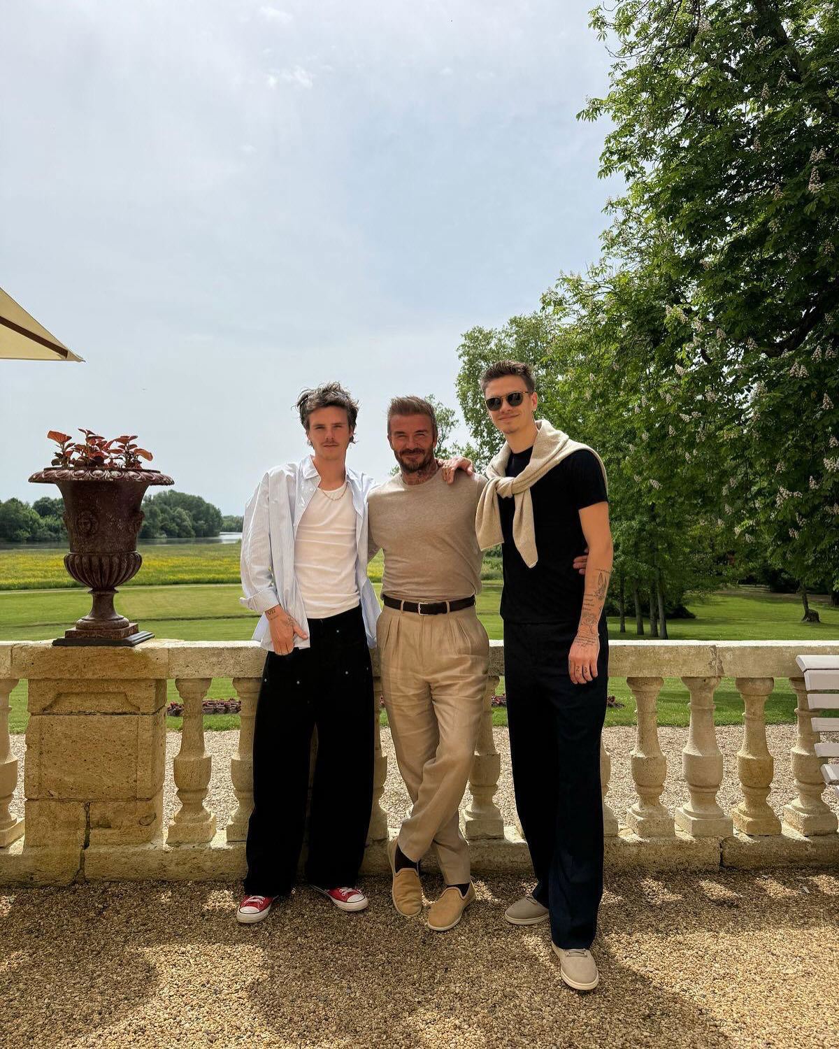 Cruz Beckham, David Beckham and Romeo Beckham