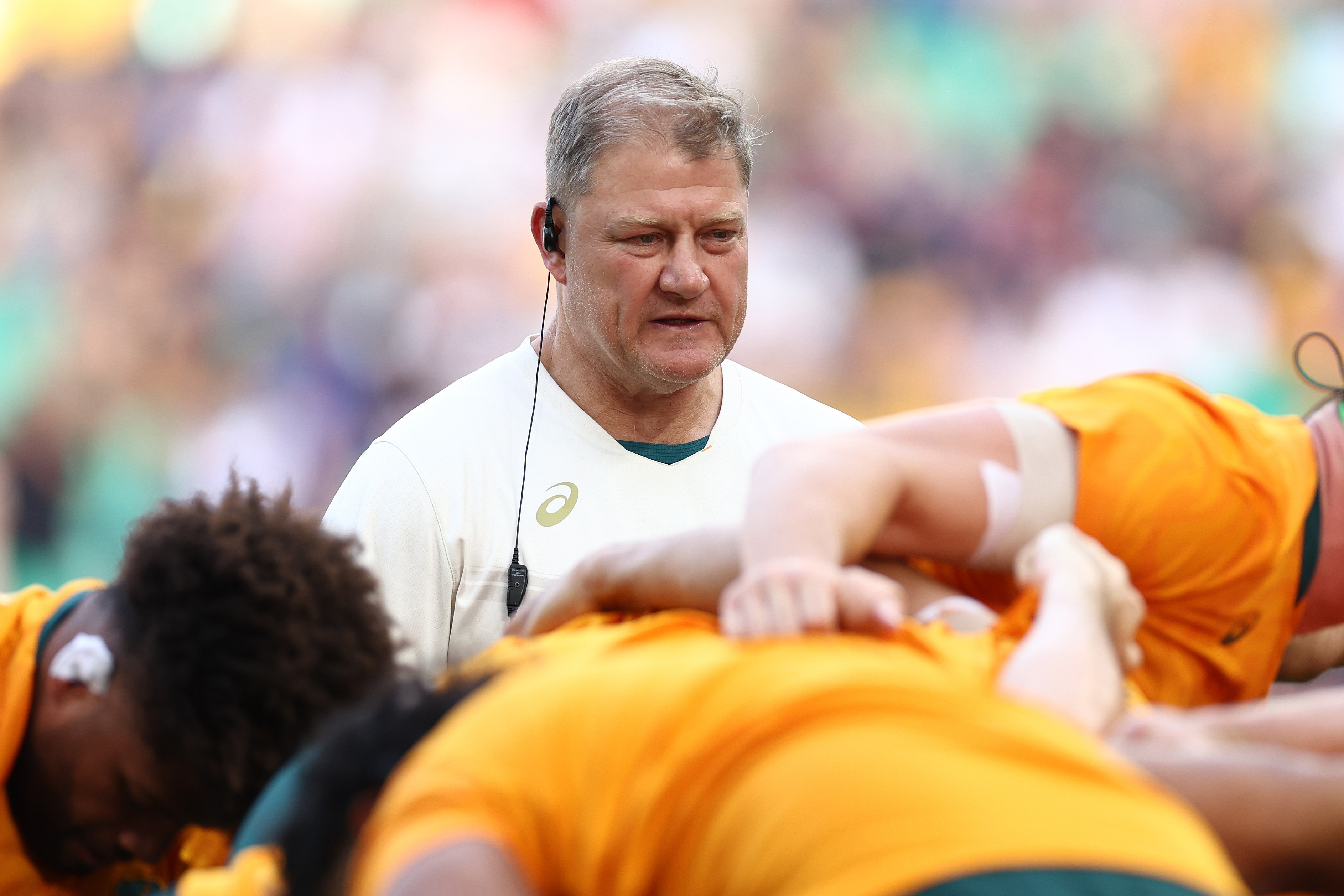 Australia assistant coach Neal Hatley during the Rugby World Cup match between Australia and Fiji.