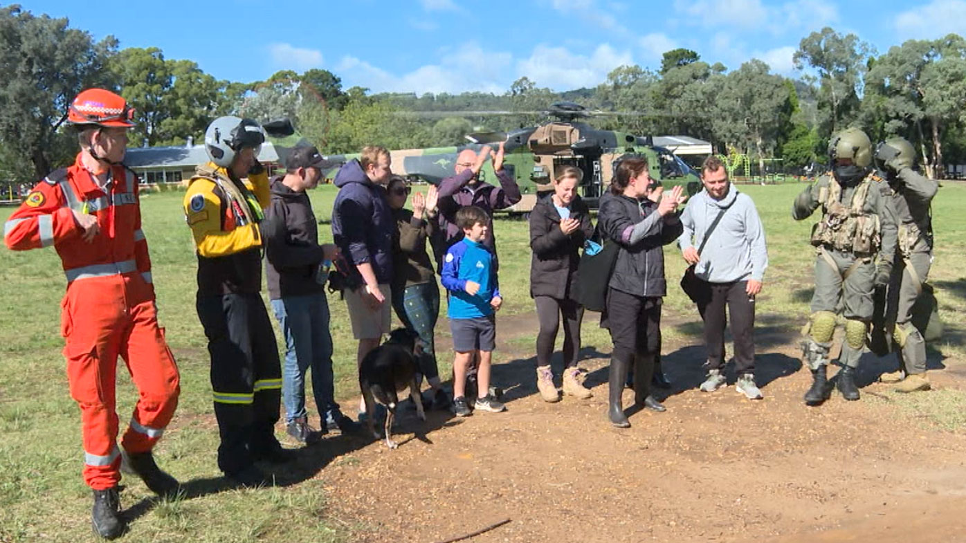 Nine stranded campers and a pet dog have been rescued from the Wollondilly Forest. NSW Floods