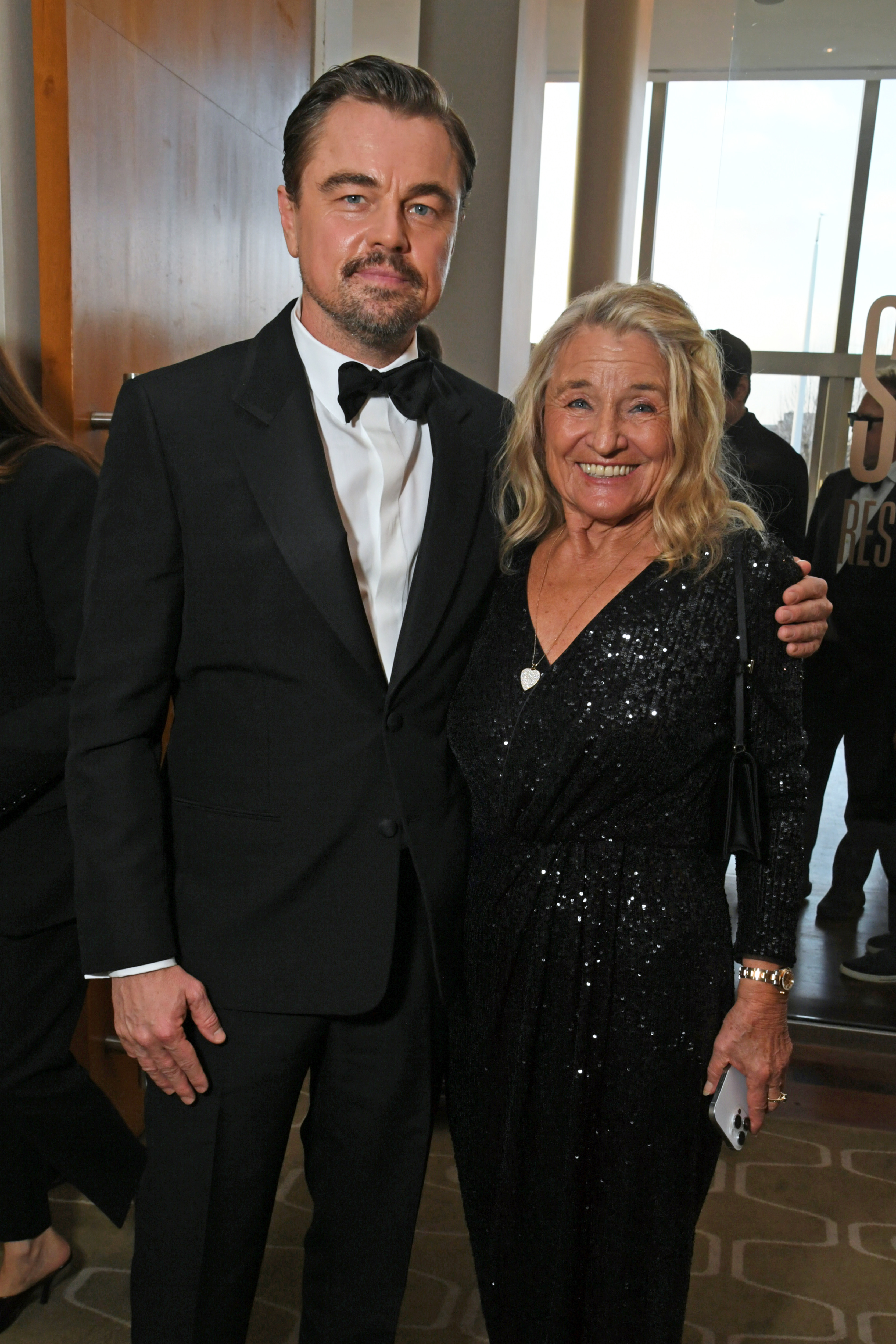 LONDON, ENGLAND - FEBRUARY 22: Leonardo DiCaprio and Irmelin Indenbirken, mother of Leonardo DiCaprio, attend the EE BAFTA Film Awards 2026 Champagne Reception at The Royal Festival Hall on February 22, 2026 in London, England. (Photo by Dave Benett/Getty Images for BAFTA)