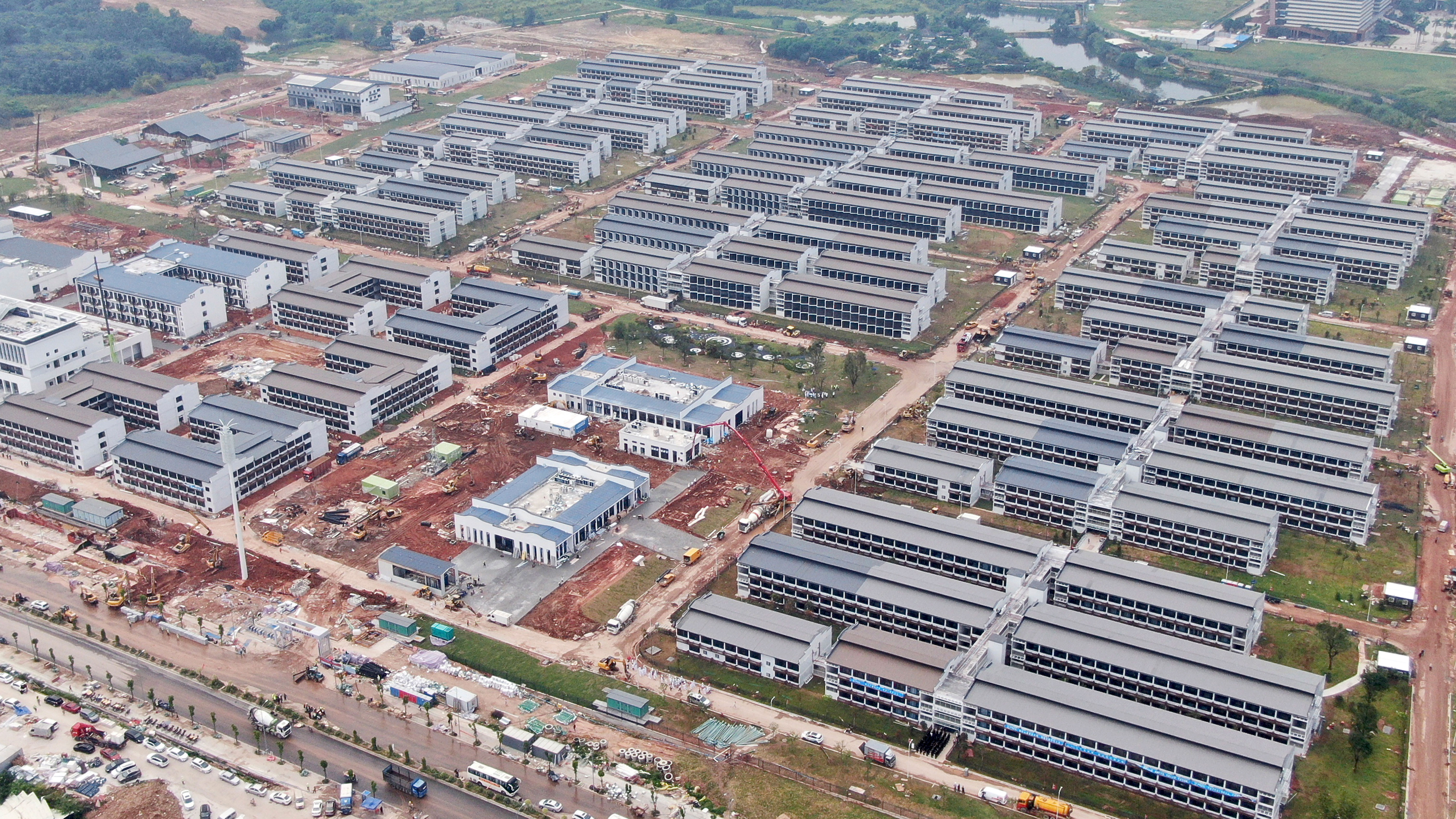 An aerial view of Guangzhou International Health Station, currently under construction.