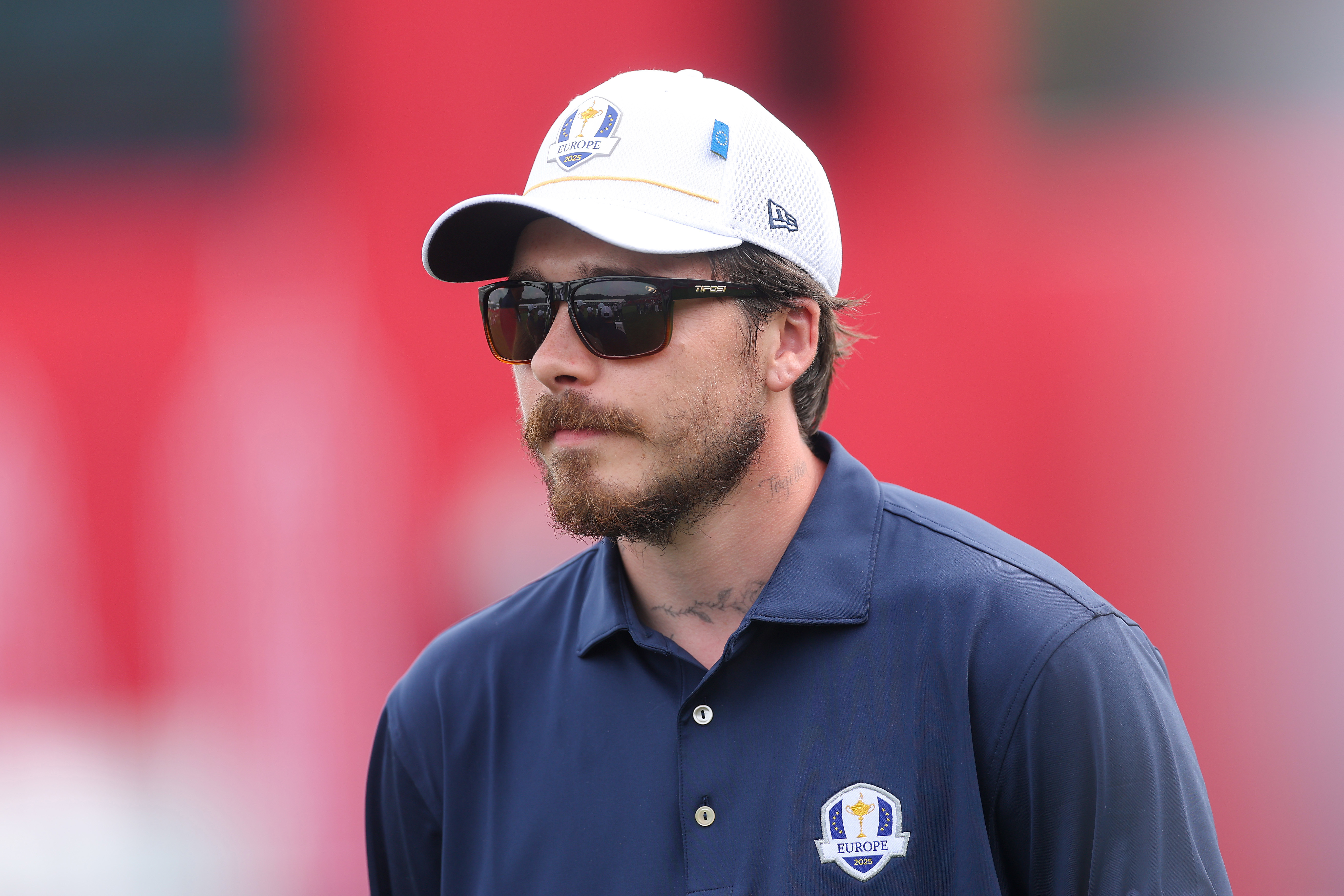 FARMINGDALE, NEW YORK - SEPTEMBER 24: Brooklyn Peltz Beckham looks on during the All-Star Match prior to the Ryder Cup 2025 at Black Course at Bethpage State Park Golf Course on September 24, 2025 in Farmingdale, New York. (Photo by Carl Recine/Getty Images)