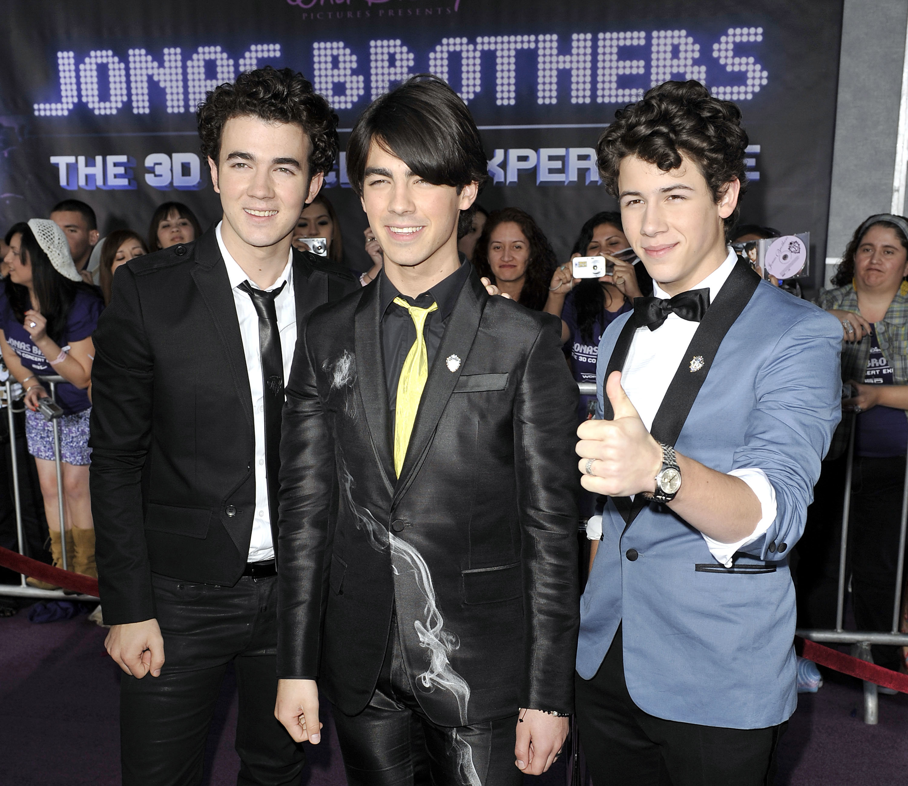 Musicians Kevin Jonas, Joe Jonas and Nick Jonas arrive at Walt Disney Picture's "Jonas Brothers: 3D Concert Experience"