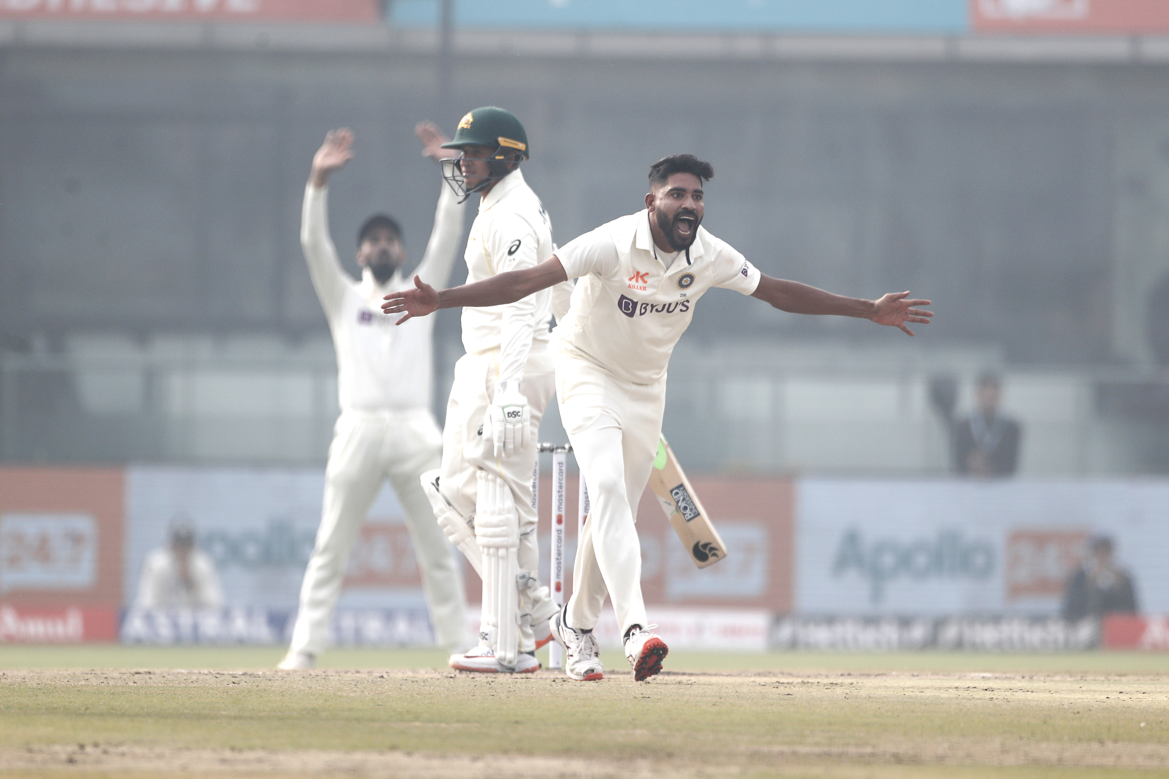 Mohammed Siraj of India appeals unsuccessfully during day one.