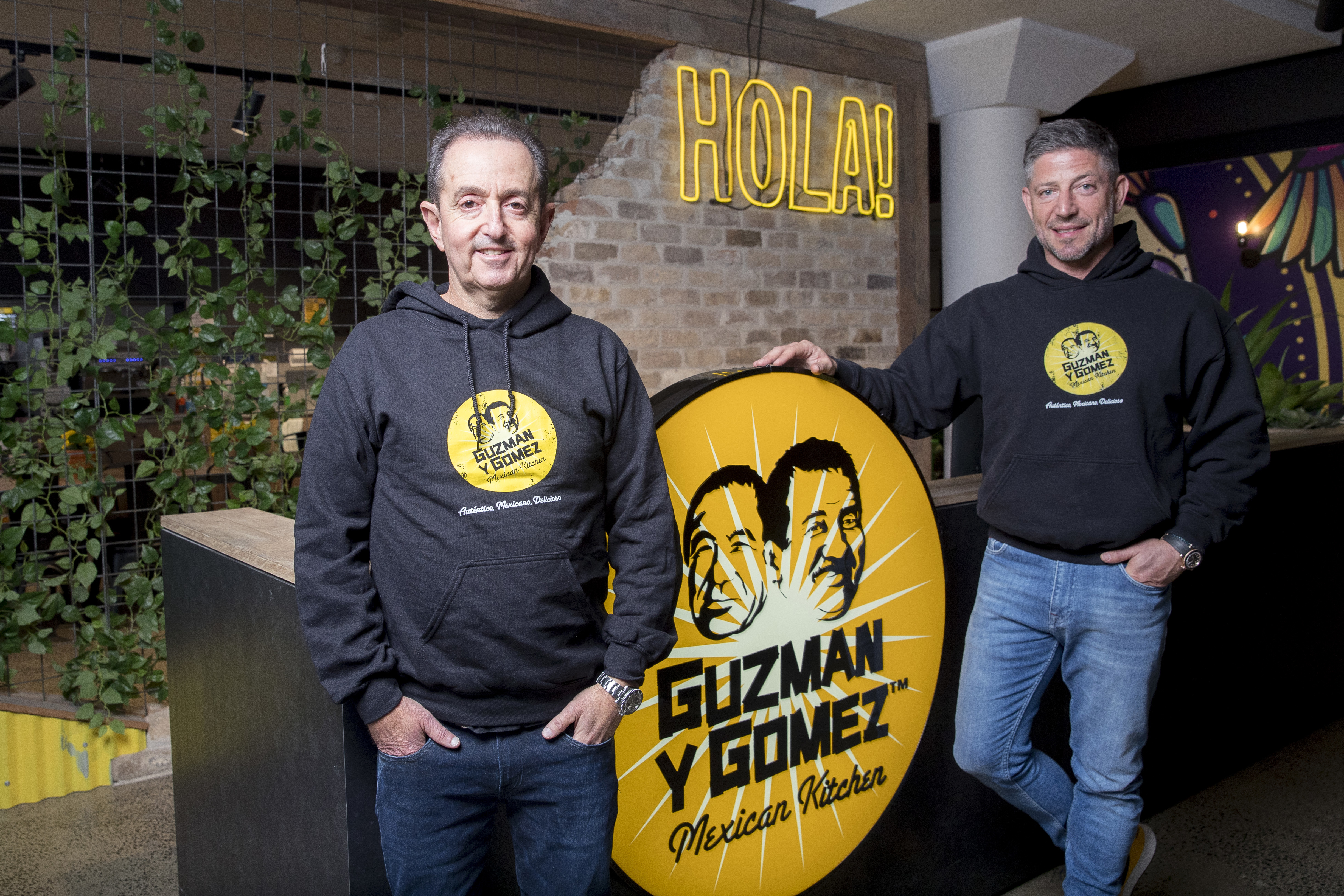 Co-chief executive officers of Guzman Y Gomez, Hilton Brett, left, and Steven Marks