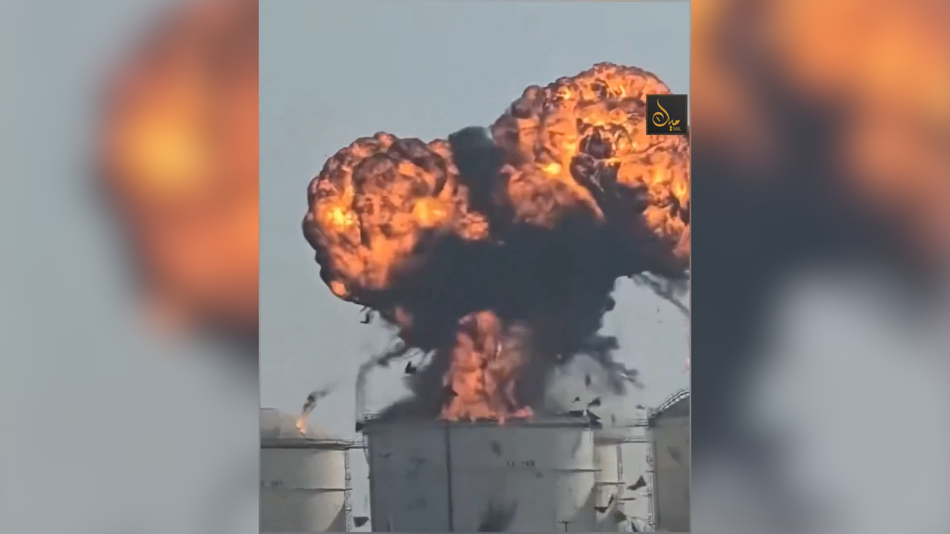 Fireball after drones hit oil facilities in Oman