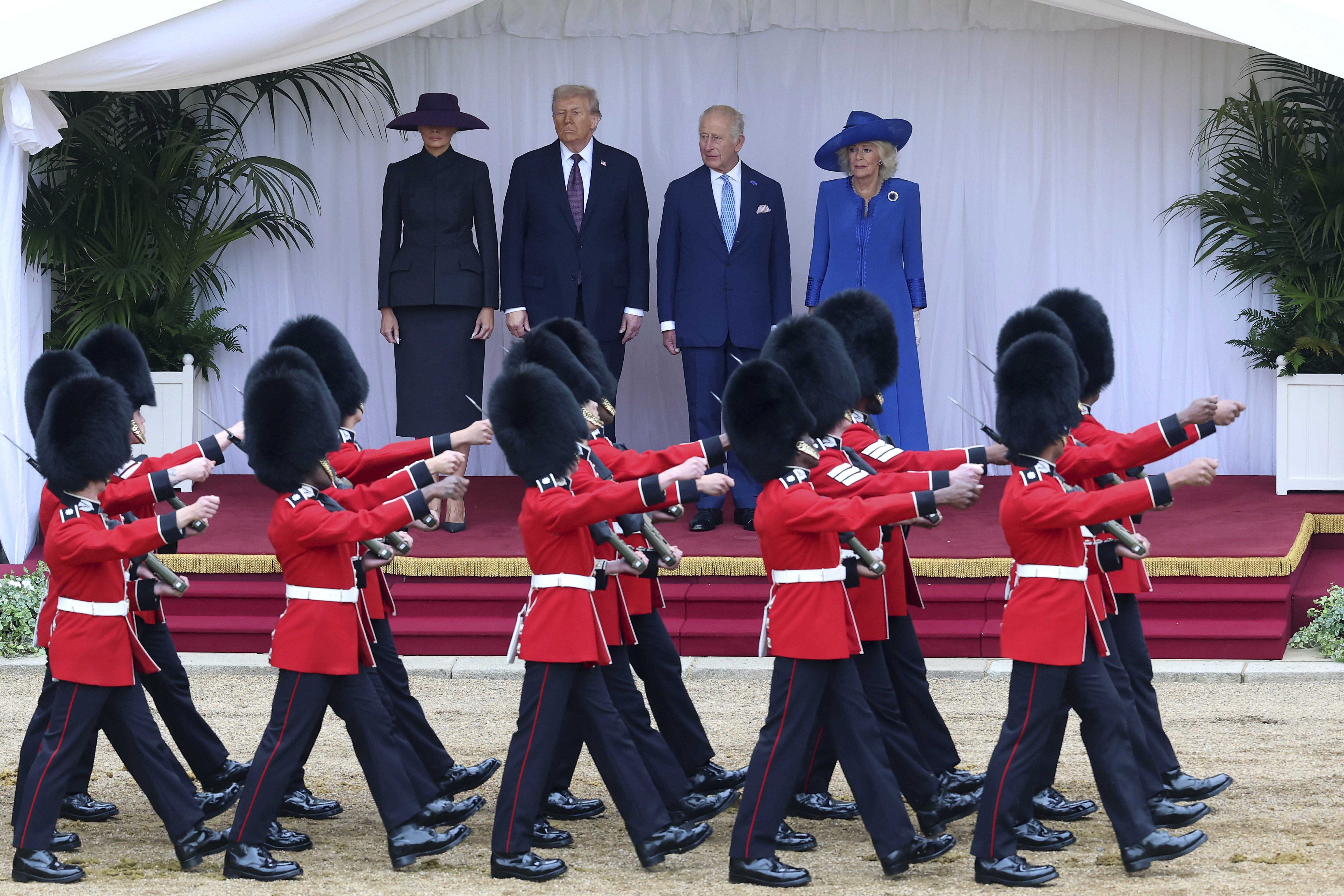Melania Trump, US President Donald Trump, King Charles III and Queen Camilla