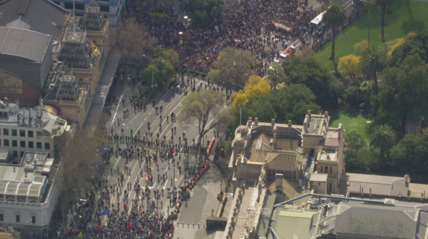 Police have separated two opposing groups of protesters ﻿that were close to converging in Melbourne CBD, as thousands have descended on the streets for a mammoth day of demonstrations. 