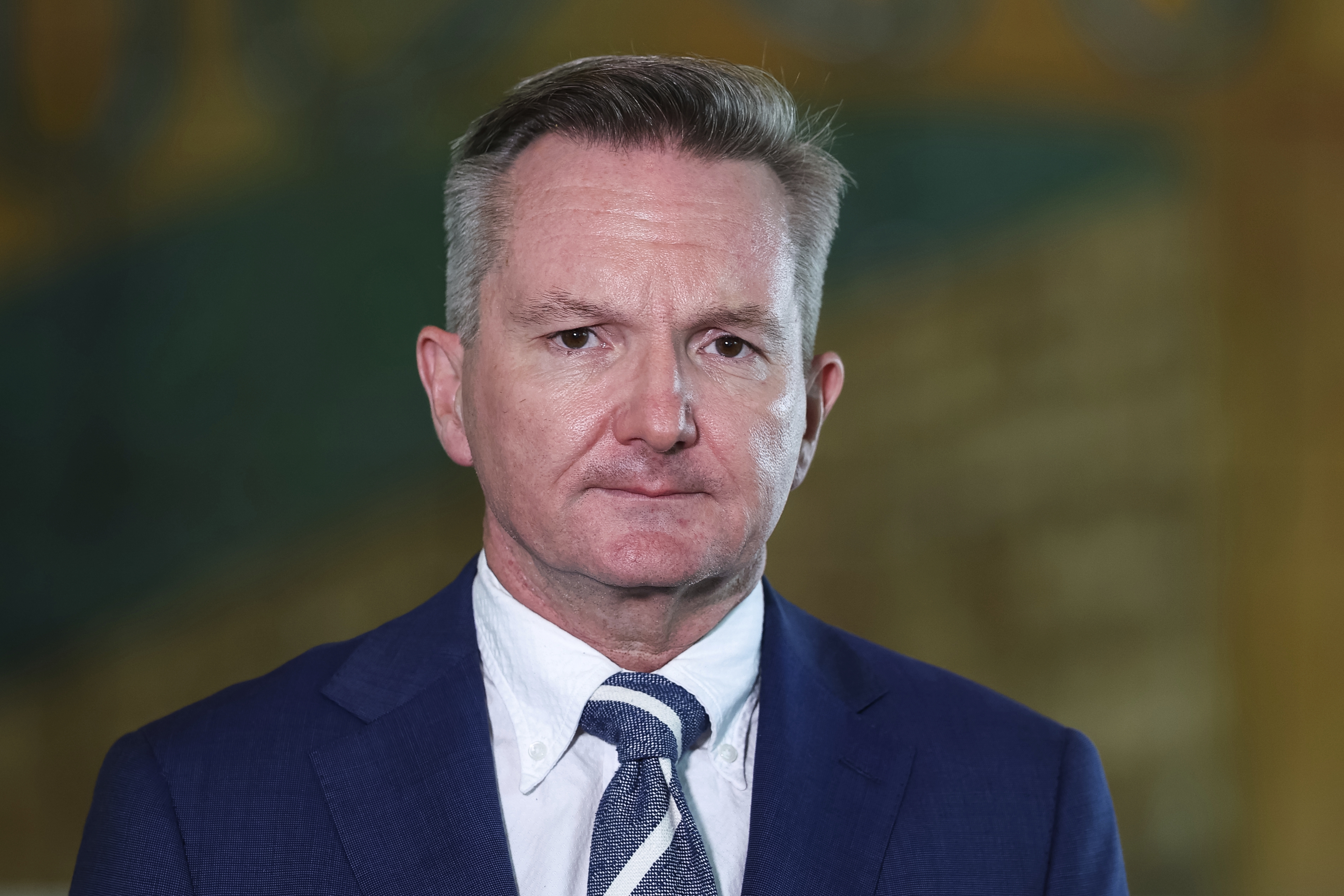 Minister for Climate Change and Energy Chris Bowen during a press conference  at Parliament House in Canberra on Tuesday 17 March 2026. He has now suggested more Aussies should work from home during the current fuel crisis.
