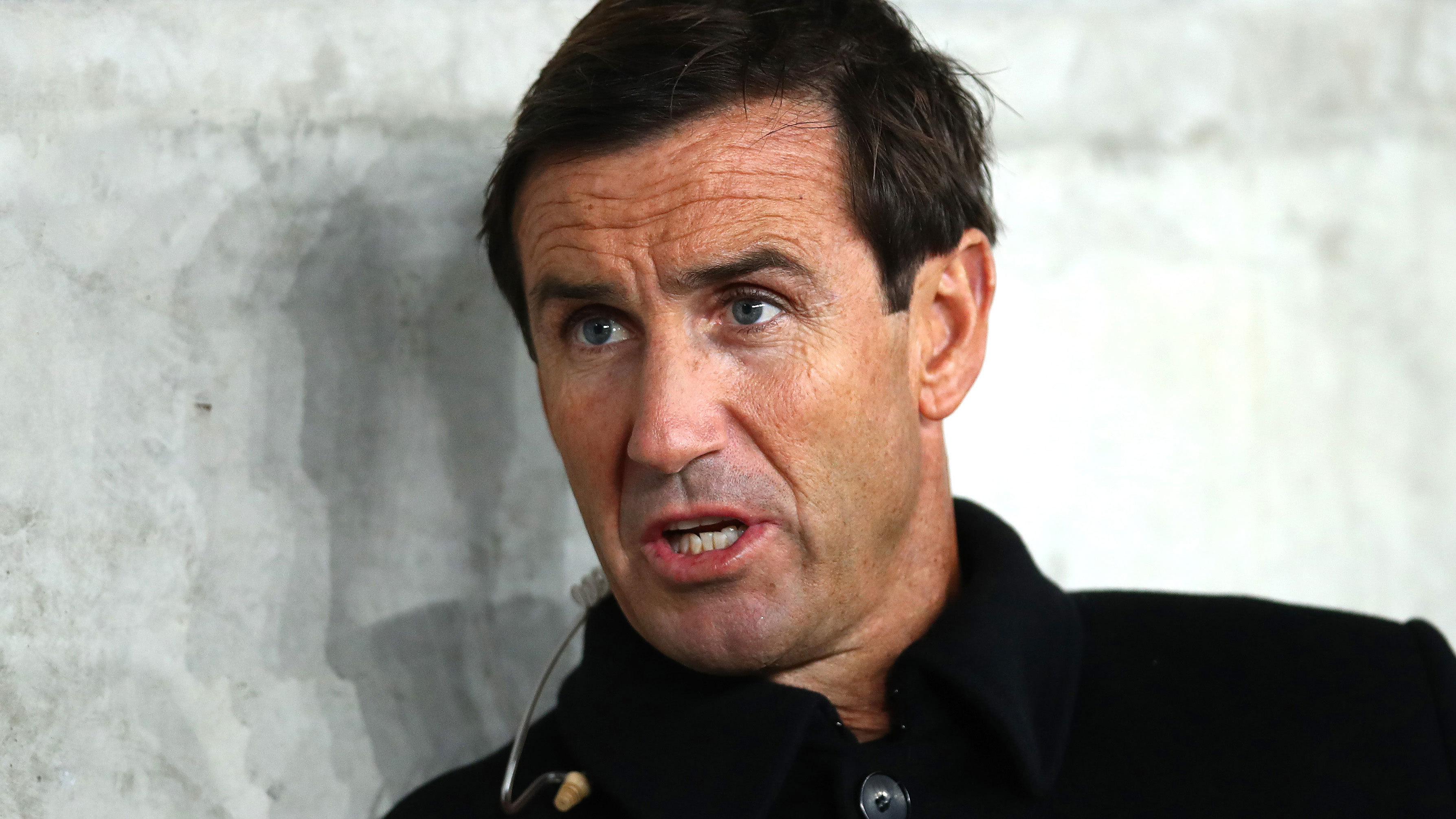 Nine commentator and former player Andrew Johns looks on before the round 18 NRL match between the Parramatta Eels and the New Zealand Warriors at CommBank Stadium on July 15, 2022, in Sydney, Australia. 