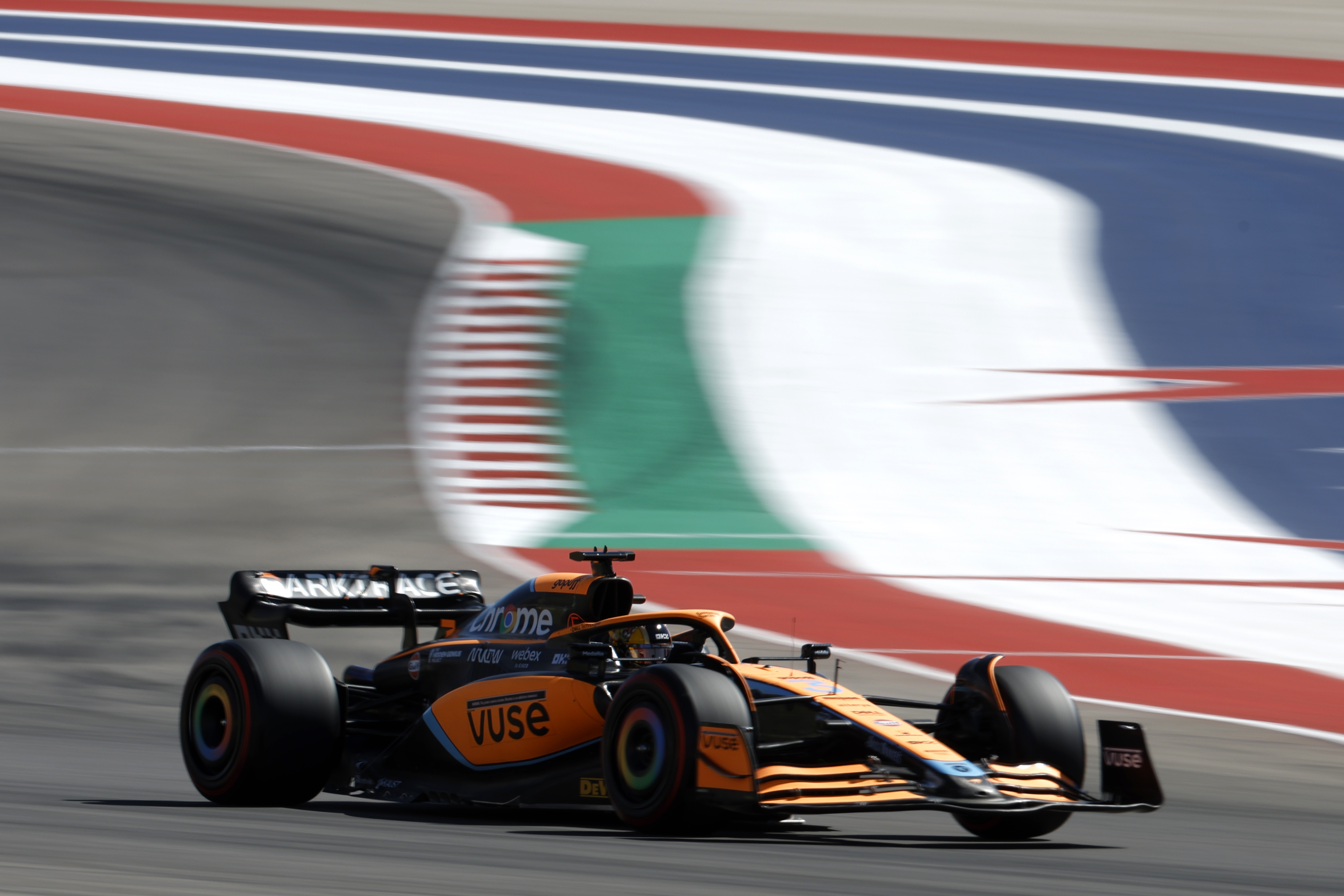 Daniel Ricciardo of Australia driving the (3) McLaren MCL36 Mercedes on track during final practice ahead of the F1 Grand Prix of USA at Circuit of The Americas on October 22, 2022 in Austin, Texas. (Photo by Jared C. Tilton/Getty Images)