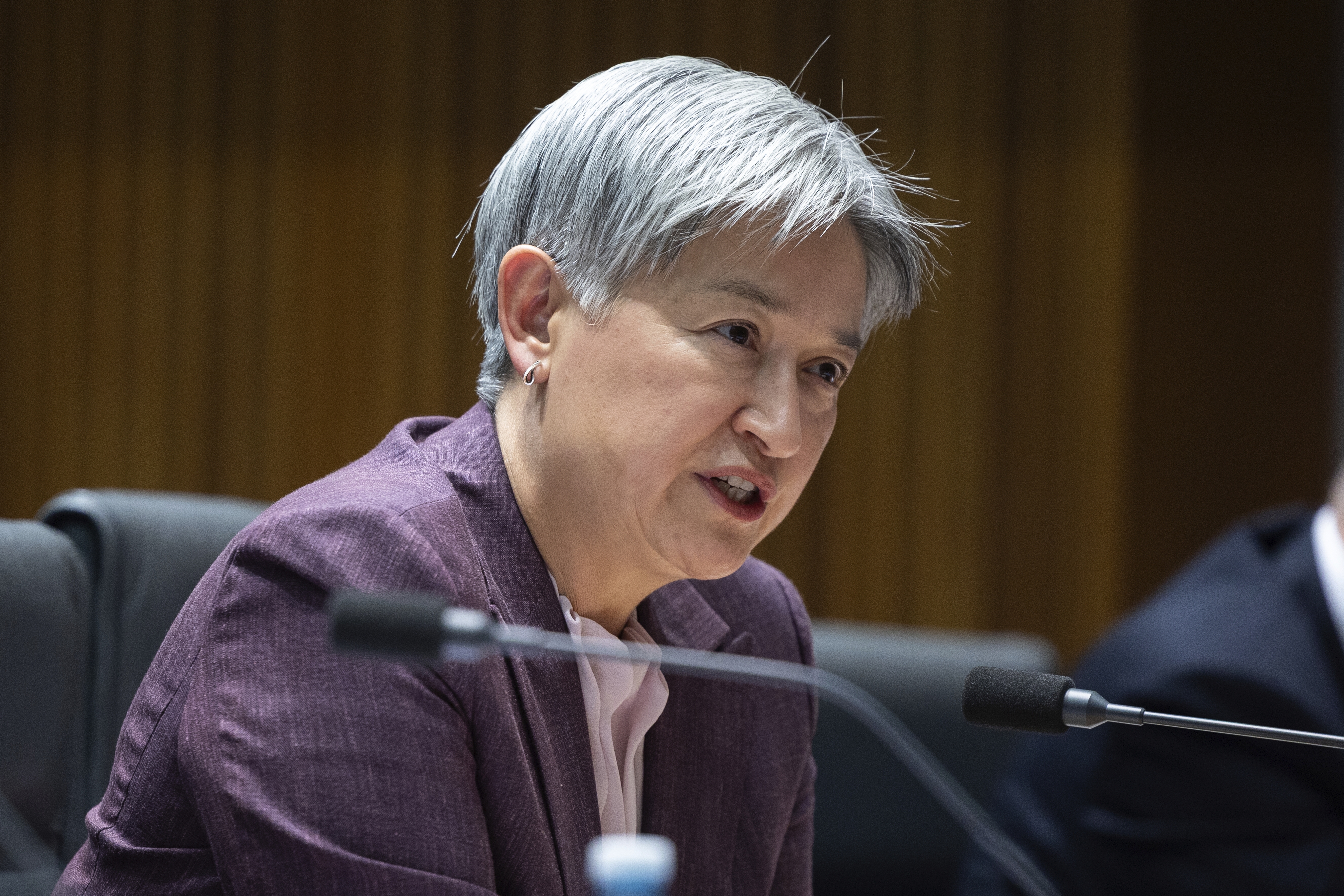 Leader of the Government in the Senate and Minister for Foreign Affairs Penny Wong during a Senate estimates hearing at Parliament House in Canberra on Thursday 4 December 2025.