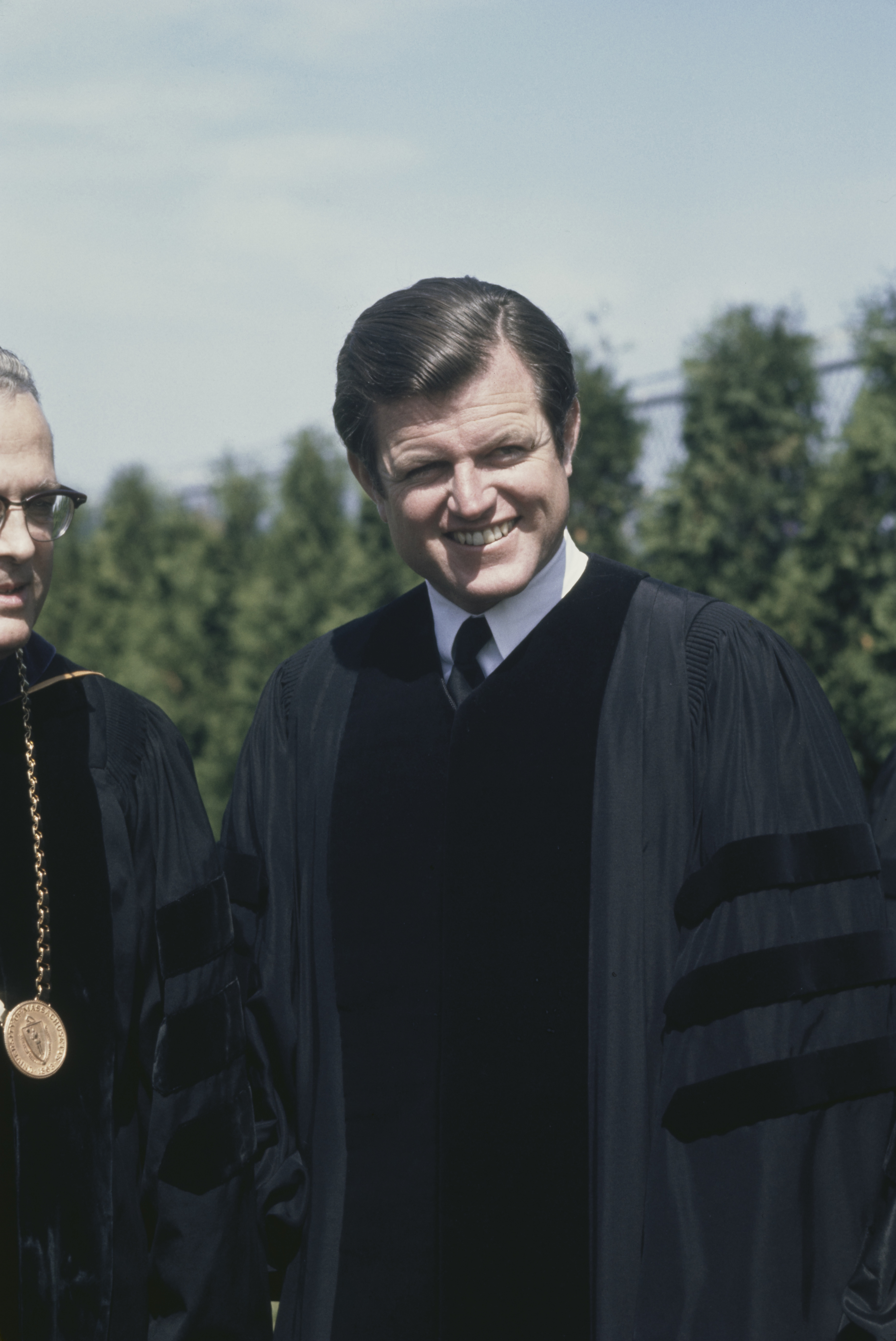 Ted Kennedy, the US Senator from Massachusetts, gives the commencement speech at the University of Massachusetts Amherst, USA, May 1969.