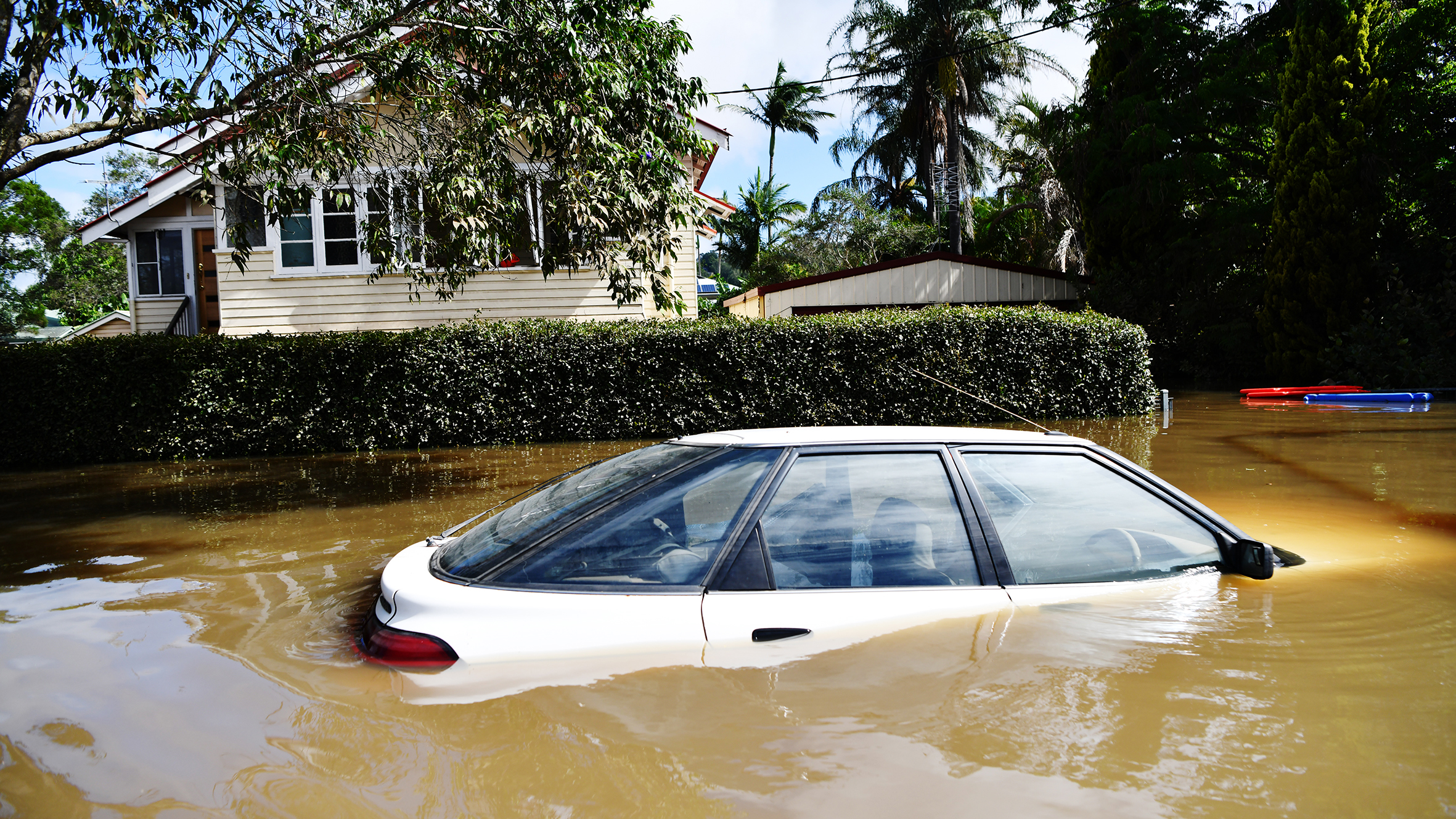 A car underwater Lismore in northern NSW.