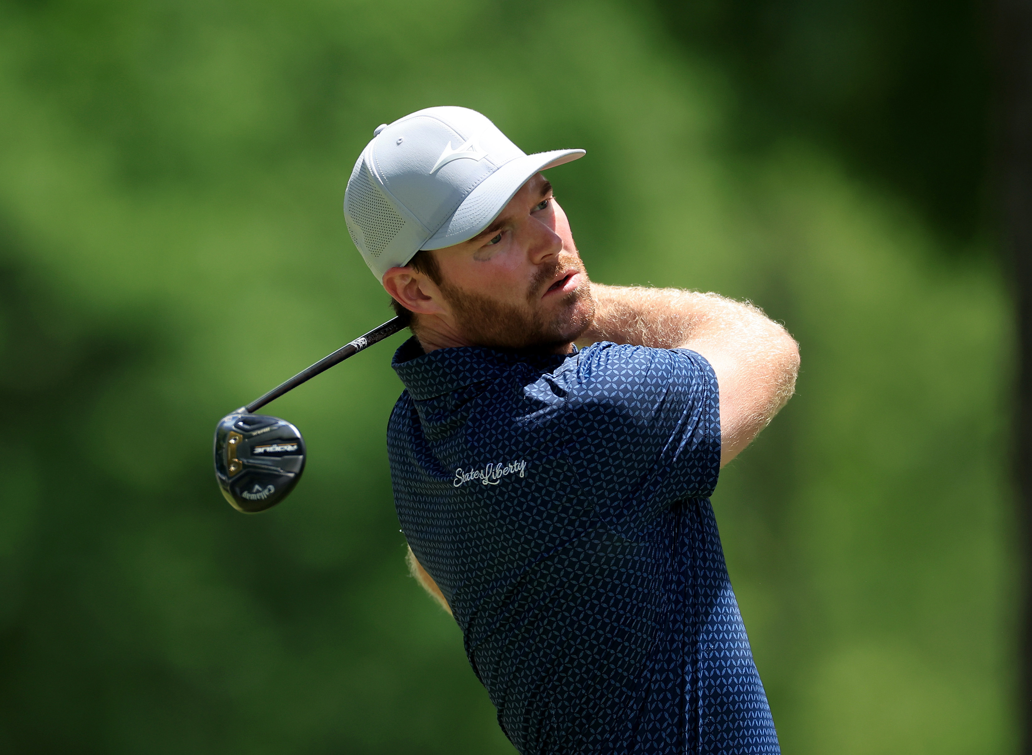 Grayson Murray of The United States plays his tee shot on the 12th hole during the third round of the 2024 PGA Championship at Valhalla Golf Club on May 18, 2024 in Louisville, Kentucky. (Photo by David Cannon/Getty Images)