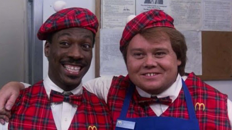 Coming to America scene with Eddie Murphy and Louie Anderson 