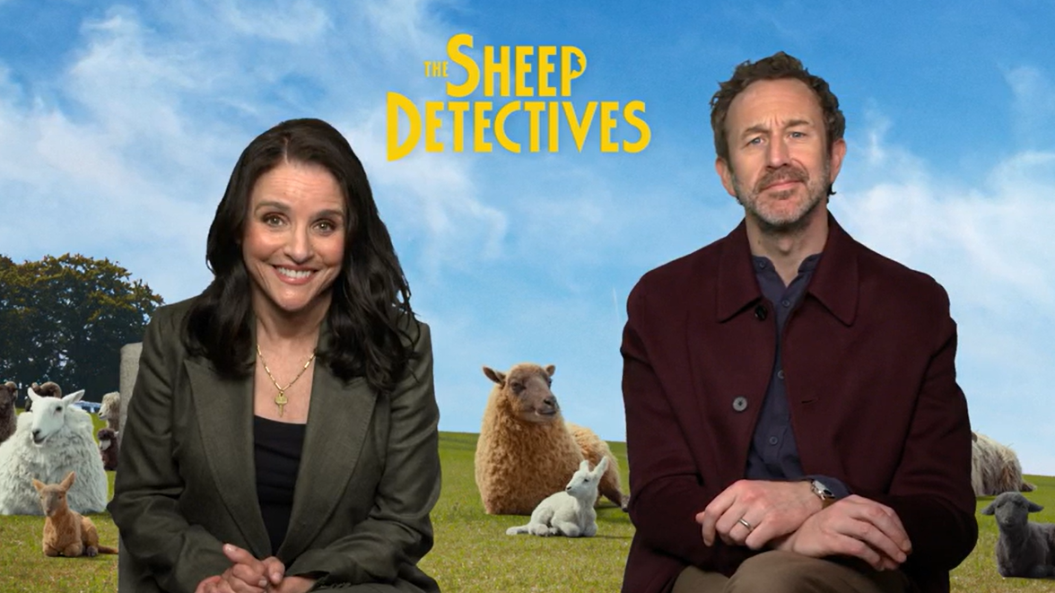 Julia Louis Dreyfus and Chris O'Dowd the sheep detectives presser