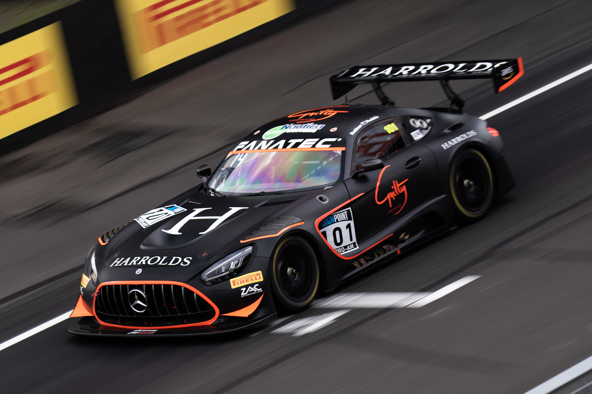 The Harrolds Racing-run Mercedes-AMG GT3 driven by Sam Brabham and Ross Poulakis.