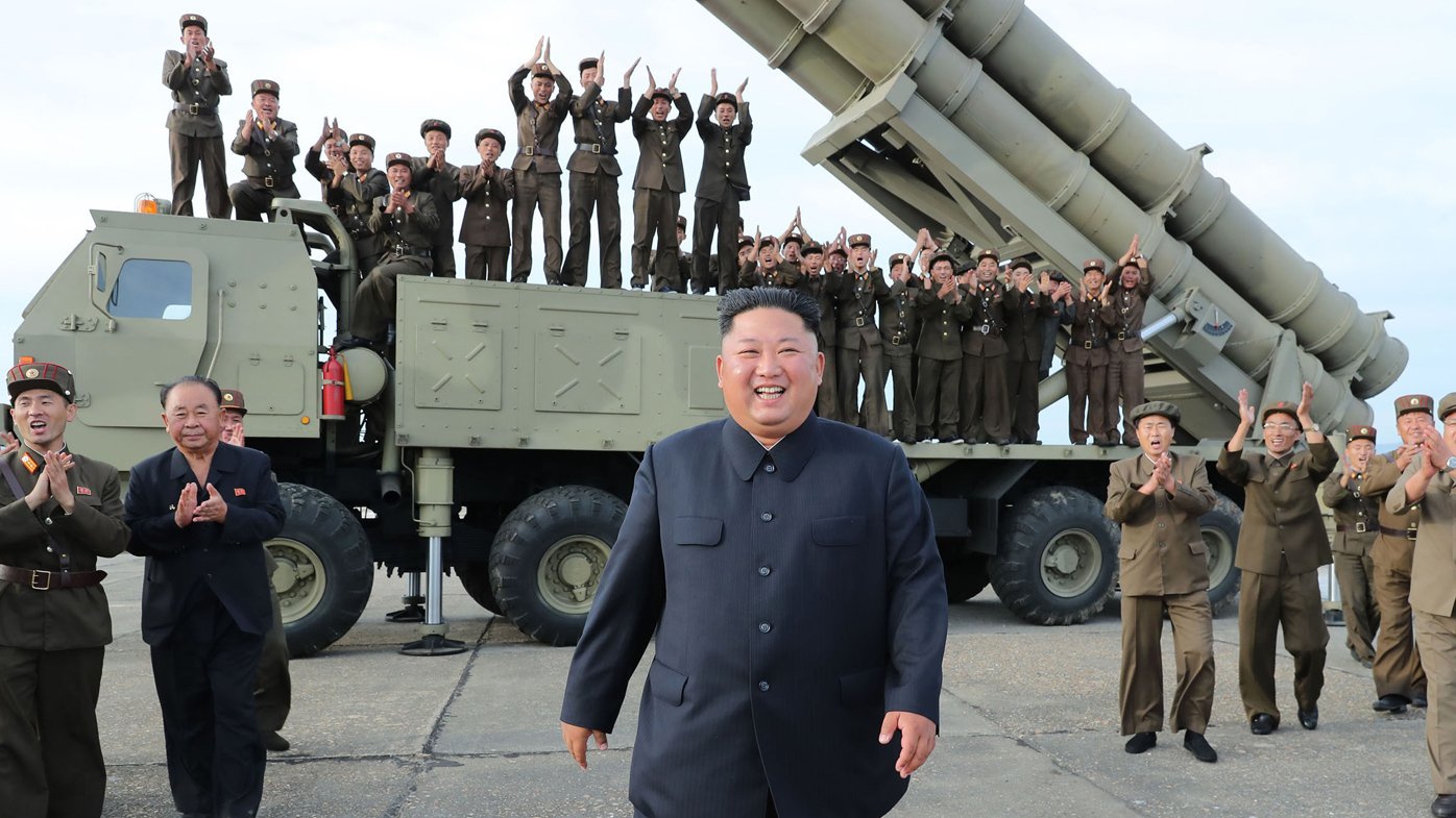 Korean Central News Agency said Kim expressed satisfaction over what North Korea described as a successful test of its new rocket launcher with 'superpower' capabilities. 