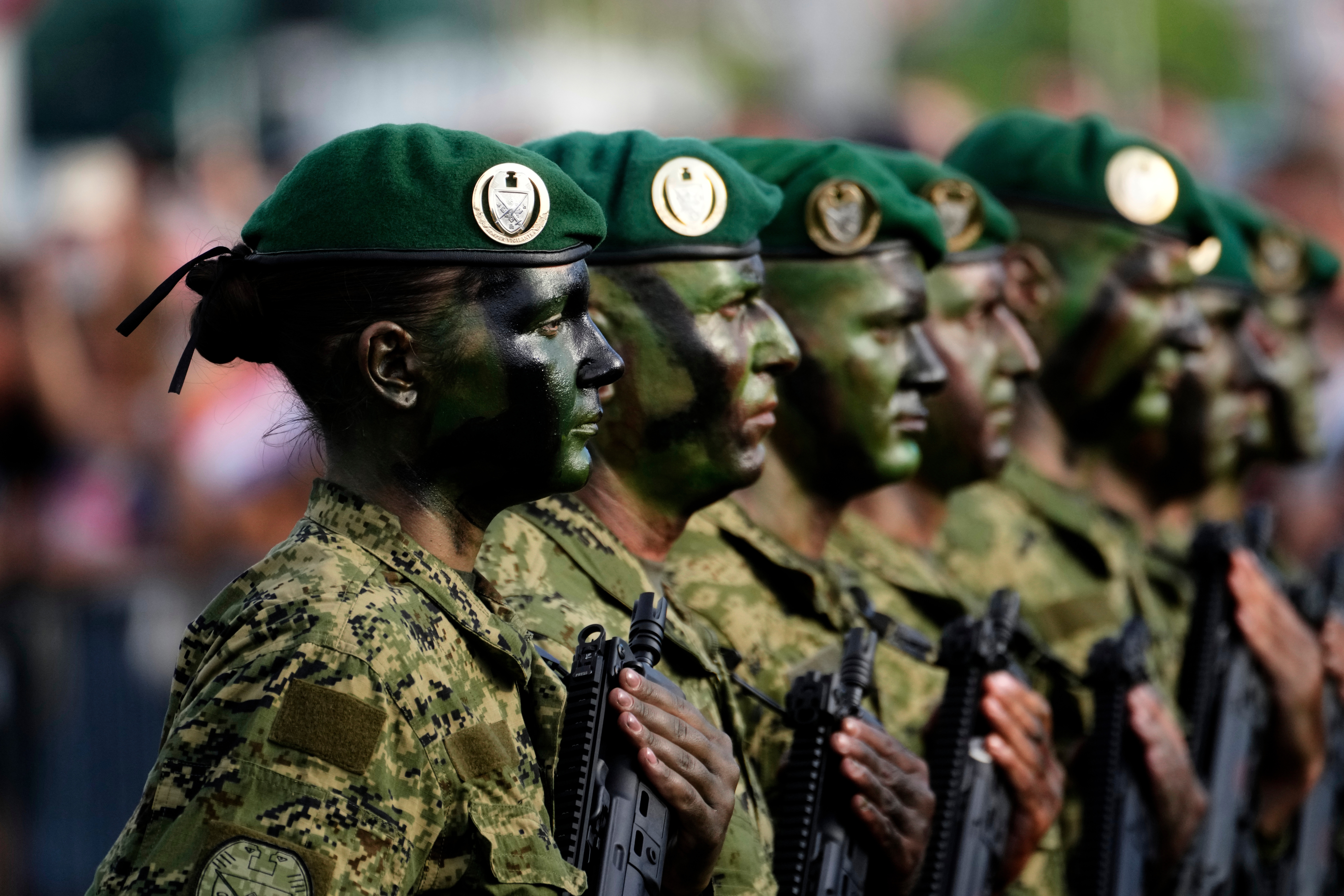 FILE - Croatian troops participate in a military parade marking 30 years since a key war victory, in Zagreb, Croatia, Thursday, July 31, 2025. (AP Photo/Darko Bandic, File)