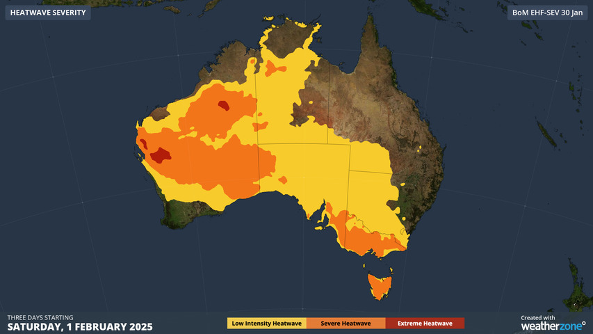 There is no escaping low to extreme heatwave conditions in three states today as scorching temperatures ﻿grip most of Australia.