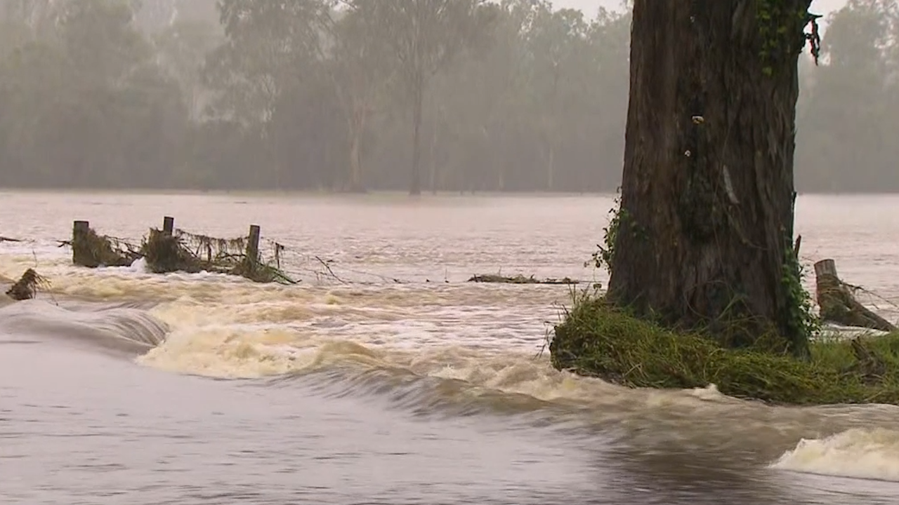 Heavy rains sweep across Queensland's Fraser Coast region.