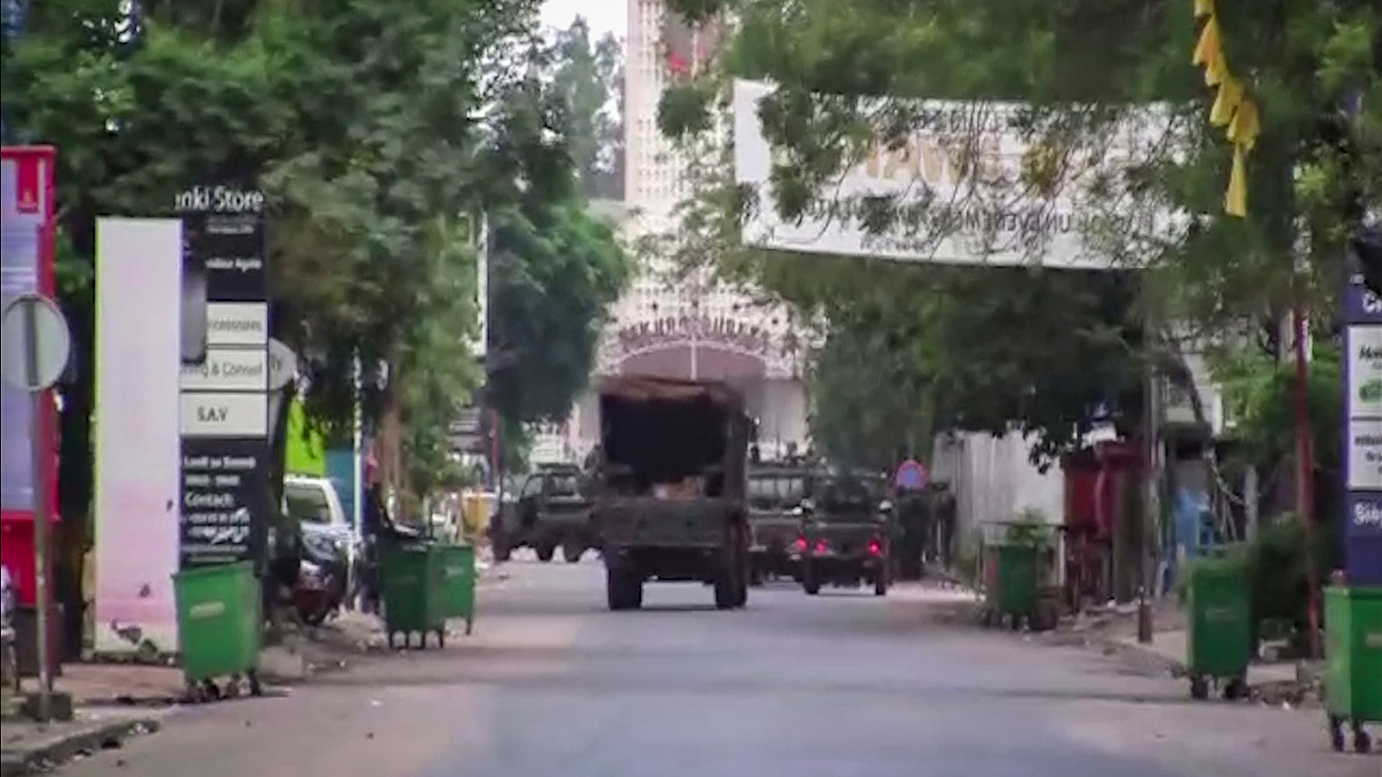 A military truck is seen near the presidential palace in the capital Conakry, Guinea.