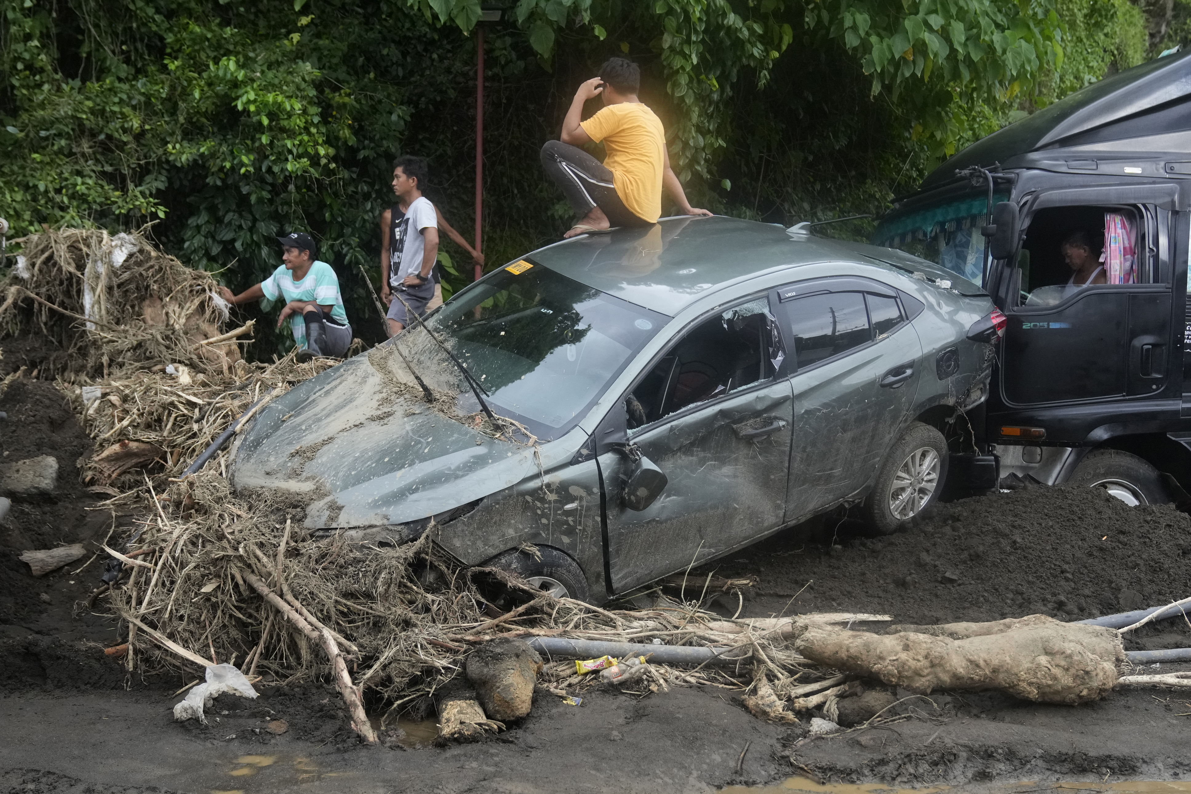 Tropical Storm Trami struck homes in Talisay, Batangas province, Philippines