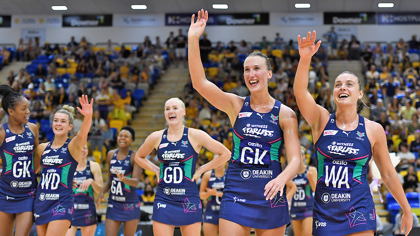 Melbourne Vixens wave to fans after securing a spot in the Grand Final