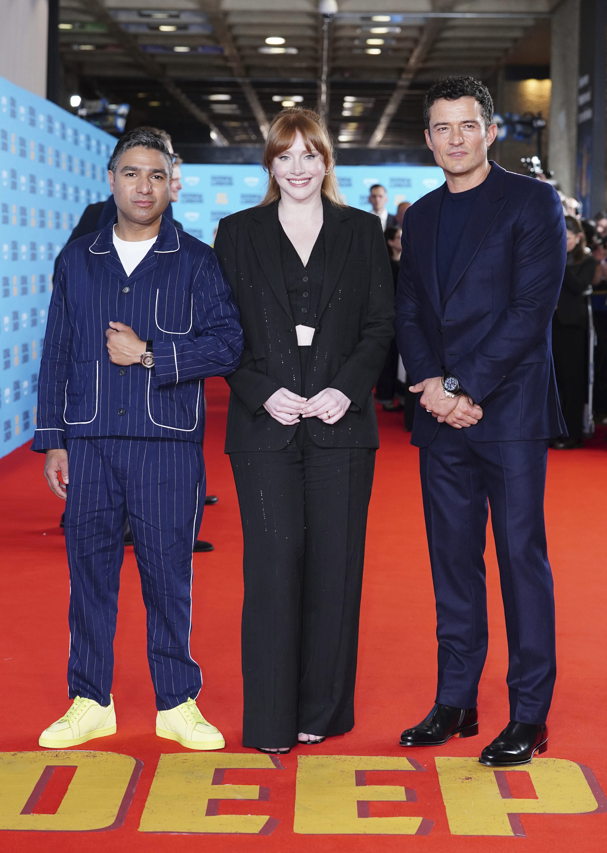 Nick Mohammed, Bryce Dallas Howard and Orlando Bloom