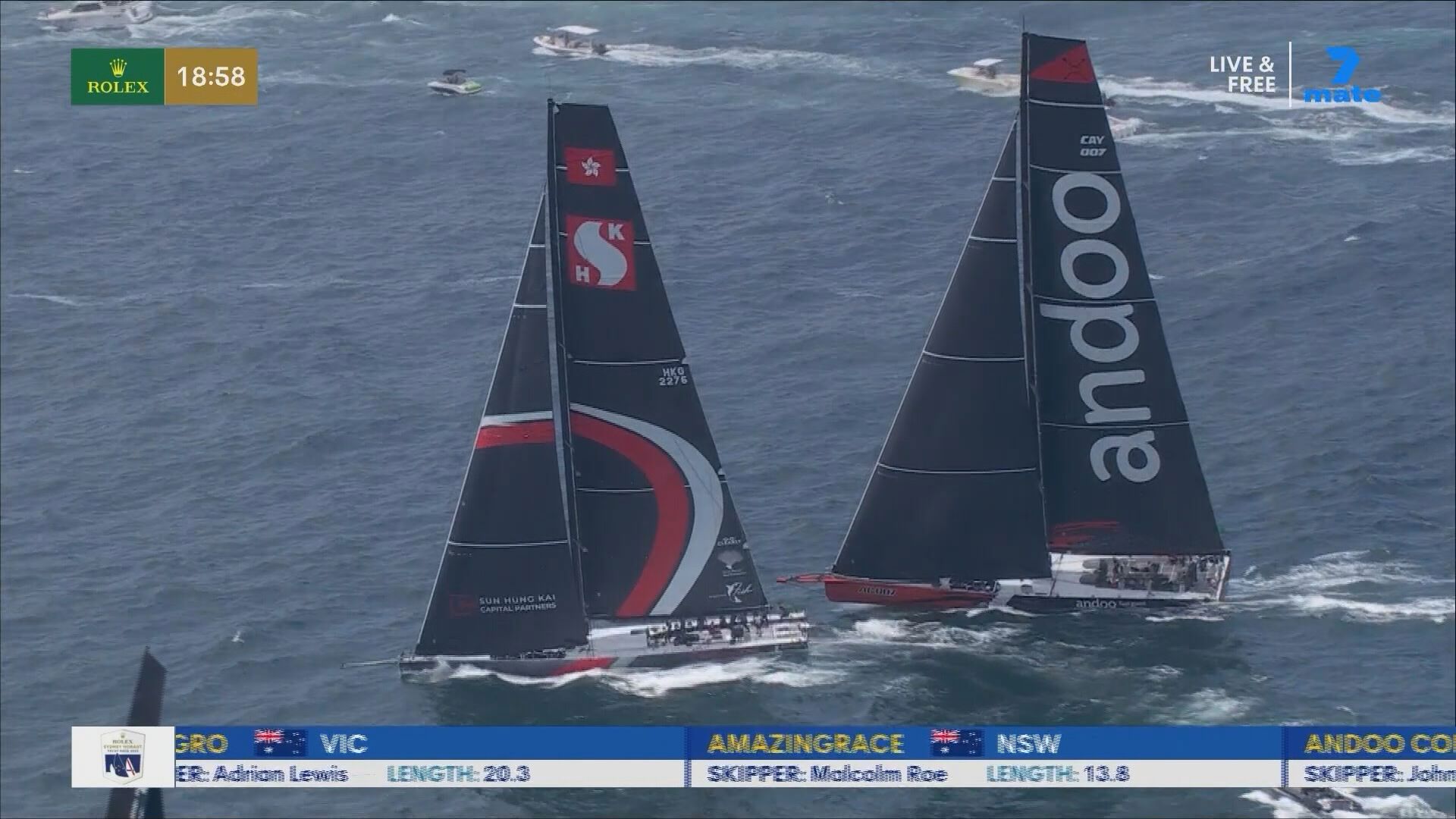 Scallywag almost collided with Andoo Comanche in the Sydney to Hobart.