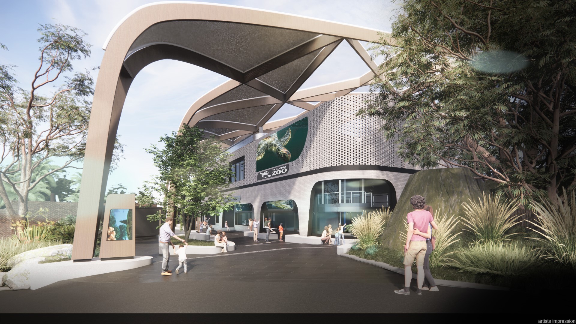 Renders reveal the planned facade for the new Taronga Zoo Wildlife Hospital in Sydney.